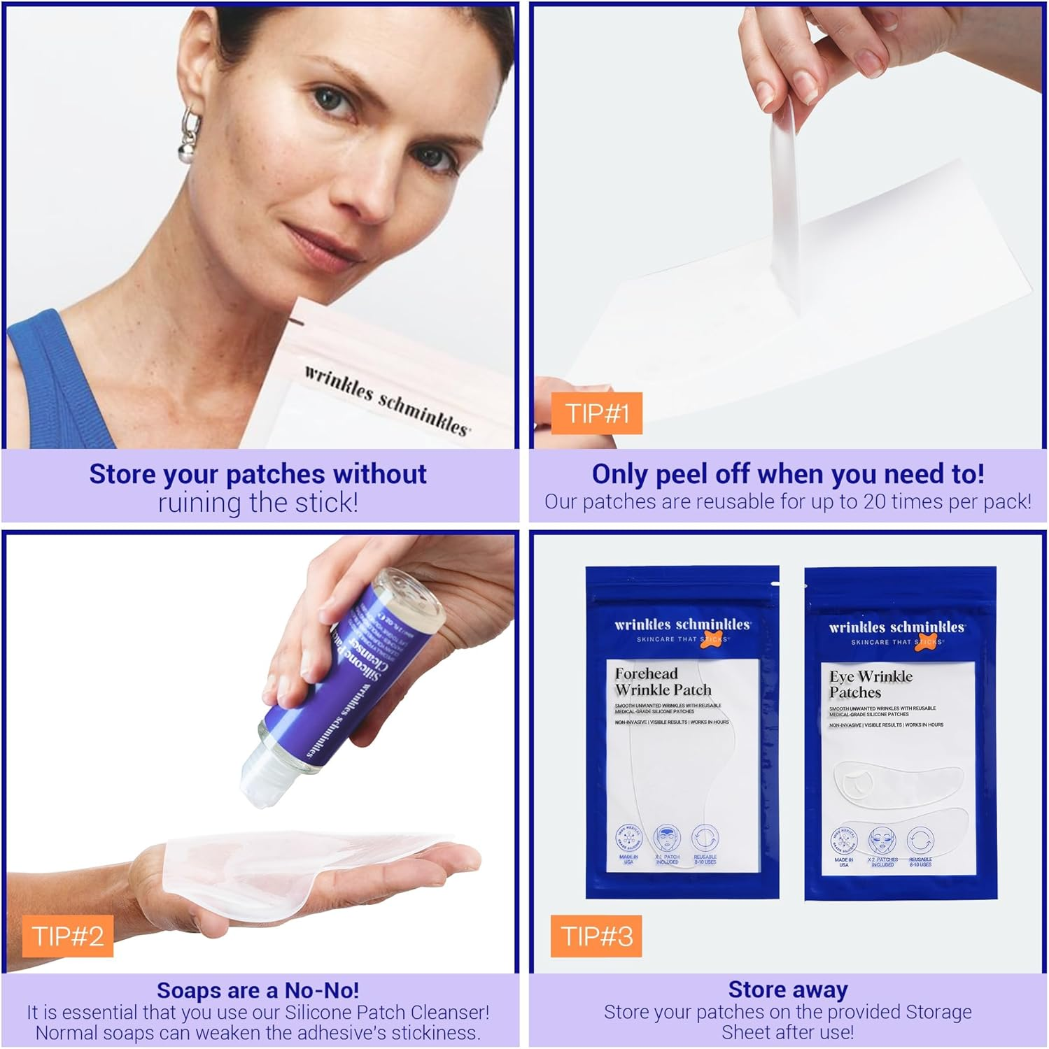 Wrinkles Schminkles Forehead & under Eye Wrinkle Set - Reusable Silicone Patches for Smoothing Facial Lines - Overnight Wrinkle Reduction (1 Pair) image number 5