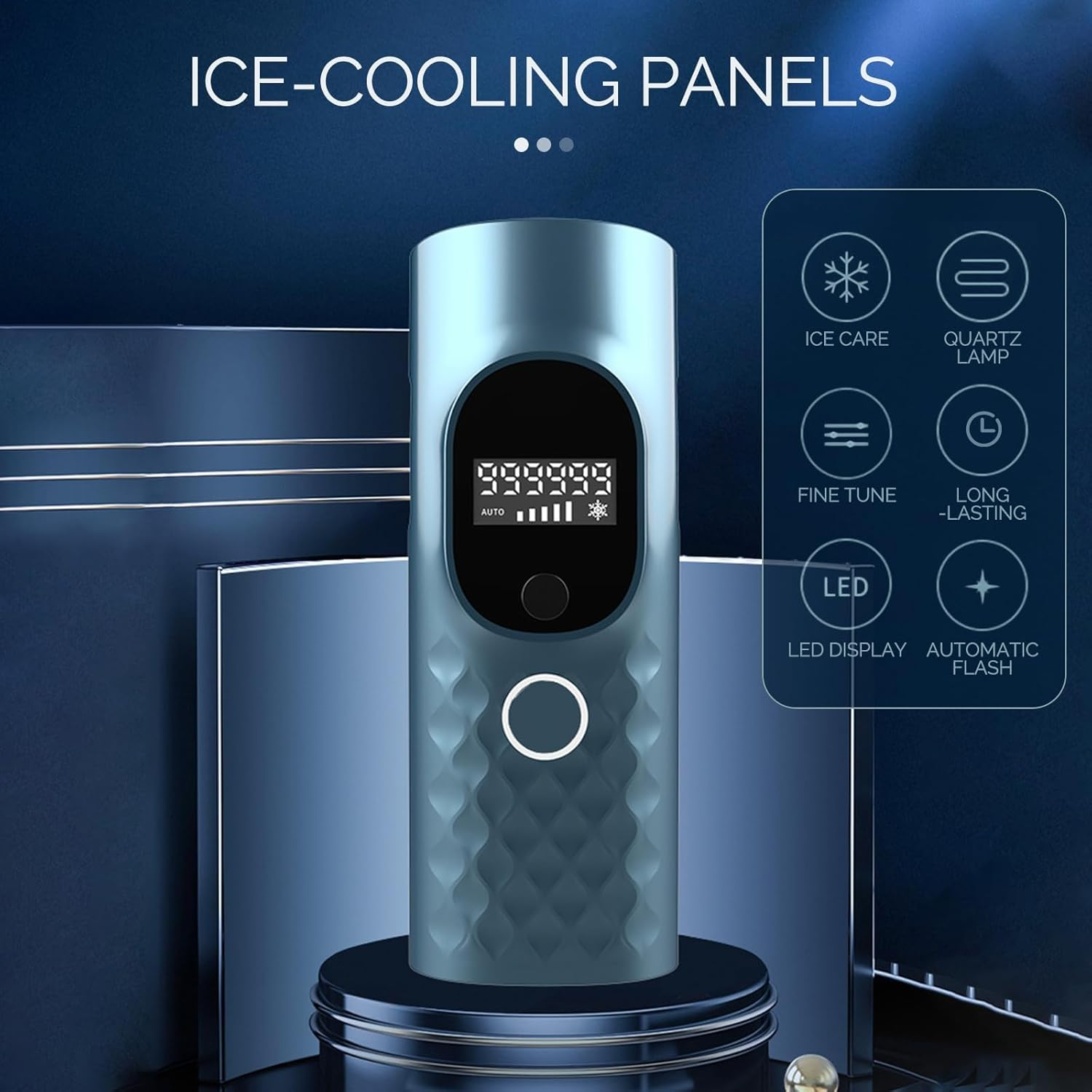 Laser Hair Removal for Women and Men - Permanent Painless Ice Cooling IPL Device Remover Machine with Shaver, Goggles, 999,999 Flashes for Body and Face, Corded image number 2