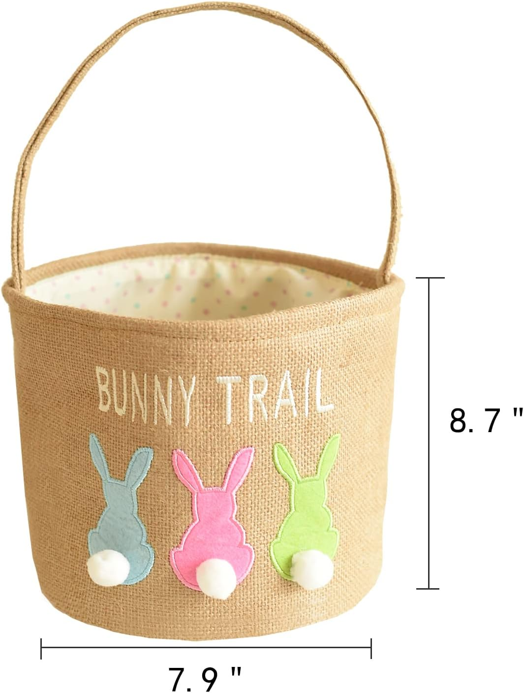 Inough Easter Basket Egg Buckets Jute for Kids Rabbit Baskets with Cute Ears, Easter Baskets Stuffers for Babies Bunny Trail Bags Easter Totes for Party image number 4