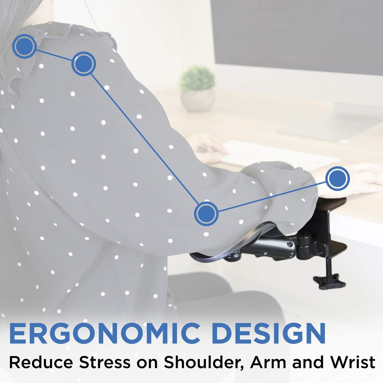 Mount-It! Adjustable Arm Rest for Desk | Ergonomic Computer Desk Arm | Height Adjustable, Full Motion Elbow Support with Clamp-On Base (MI-7145) image number 4