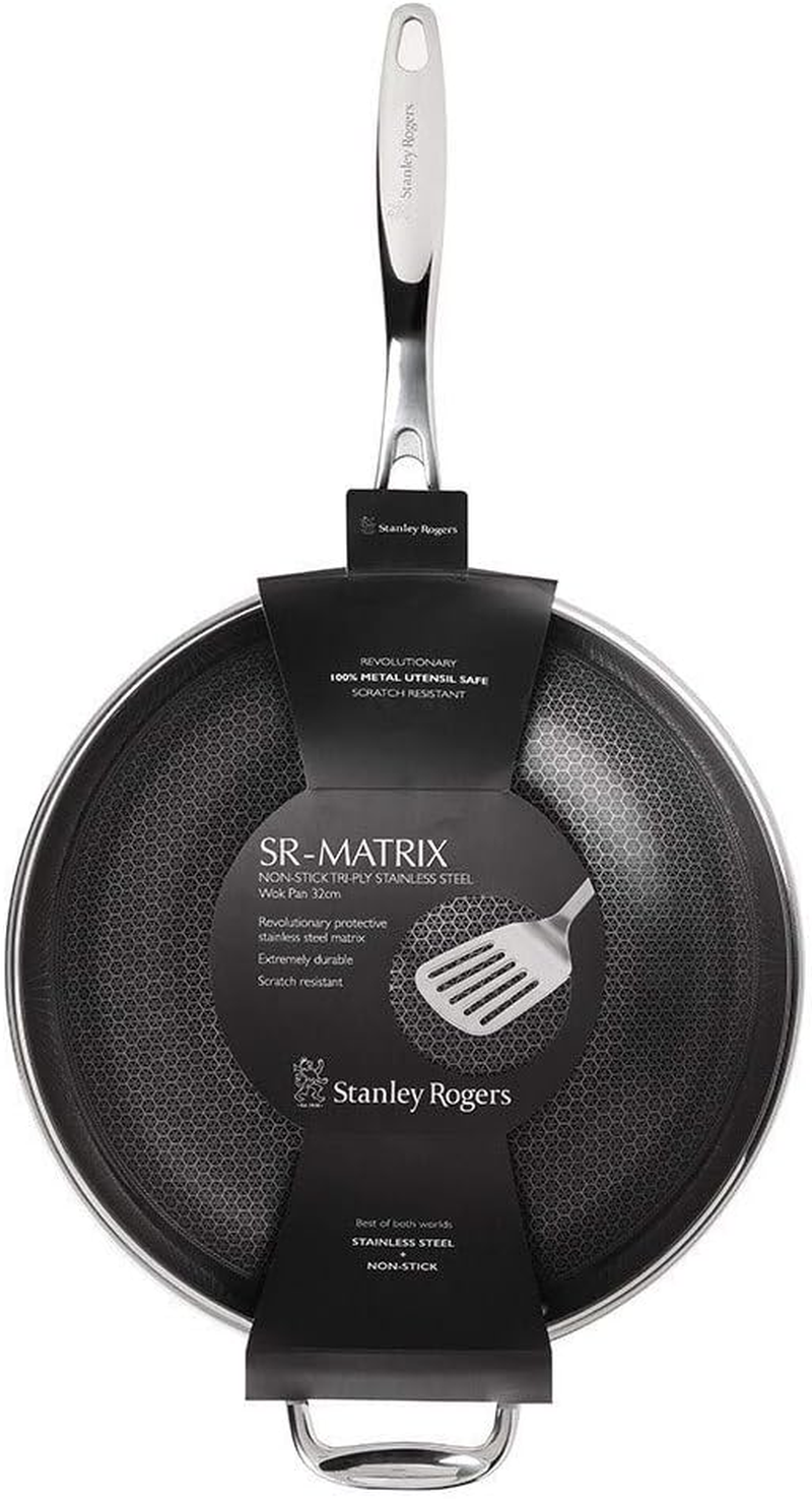 Stanley Rogers Matrix Non-Stick Wok Pan 32Cm &ndash; Tri-Ply Stainless Steel Cookware for Induction and Stove Cooking &ndash; Premium Kitchen Pan for Stir Frys and Saut&eacute;ing image number 2