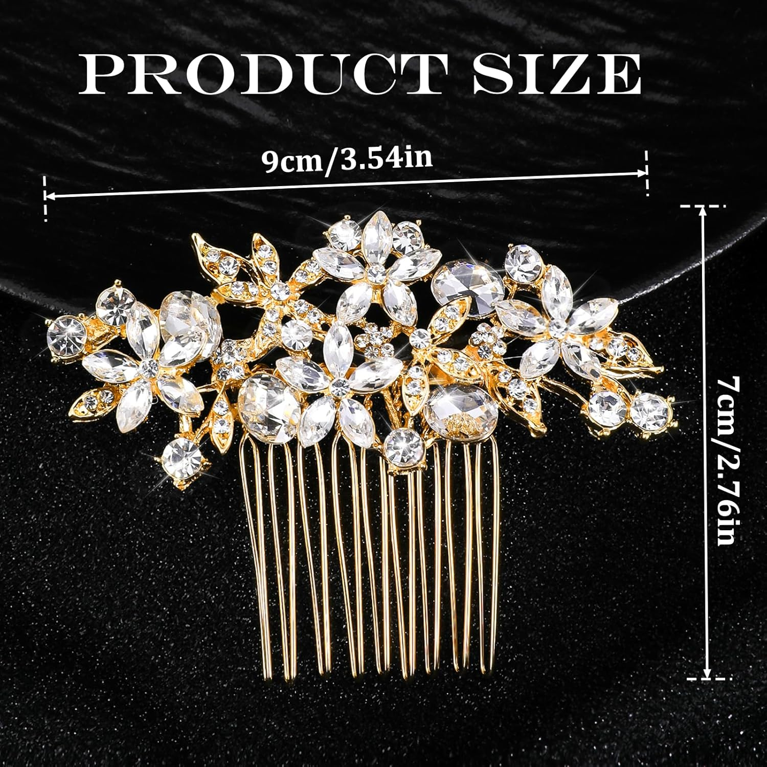 Psyqtsuary Bridal Hair Comb, Bling Rhinestone Wedding Hair Comb Glitter Crystal Flower Hair Pieces Decorative Hair Side Comb Bridal Hair Accessories for Women Girls Bridesmaids (Gold) image number 5