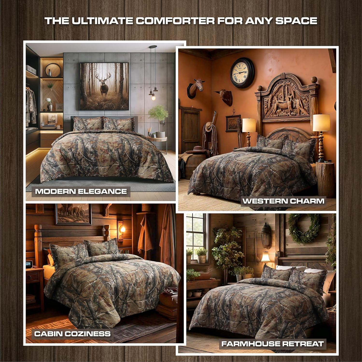 Realtree All Purpose Camo Comforter Set -3 Piece Camouflage Printed Bedding -Percale Weave Super Soft Cotton 80 GSM Fabric -Easy Care Forest Theme Comforter Set for Bedroom, Hunting & Outdoor- (King) image number 6