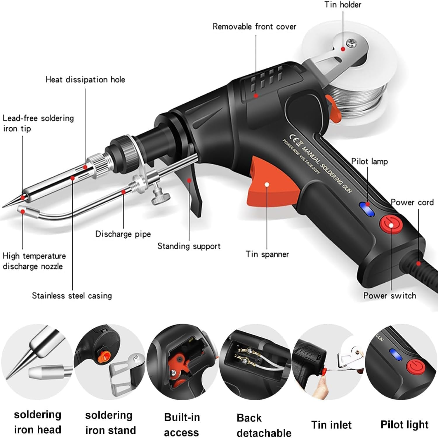 Internally Heated Industrial Laser Welding Tools, Multi-Function Soldering Iron Soldering Gun Set, 3 in 1 Handheld Industrial Laser Welding Machine Constant Temperature Fast Heating for Metal - Black image number 4