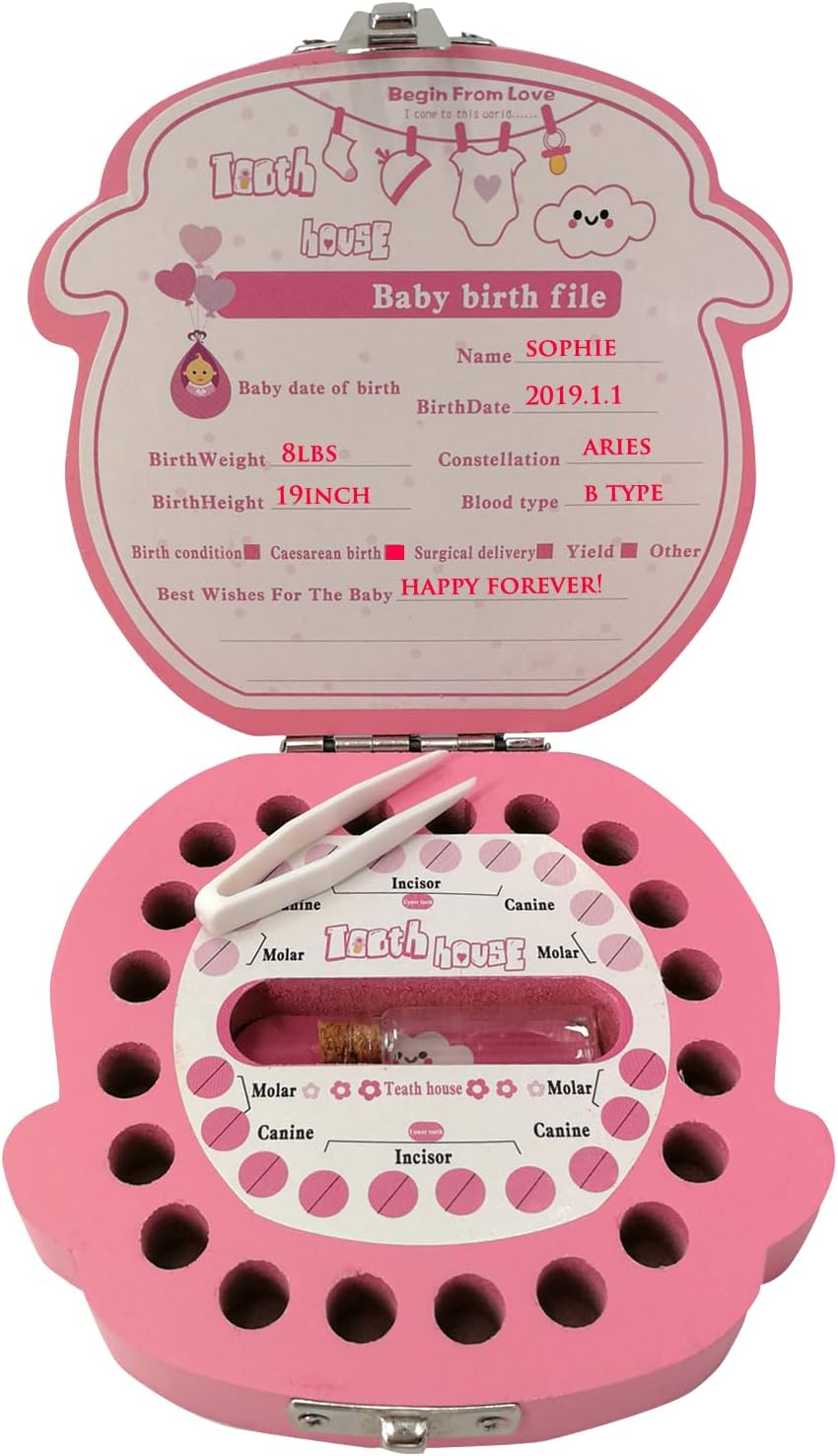 PAMBO Baby Tooth Fairy Keepsake Box | Child Tooth Saver & Holder Gift Box for Girls - Girls image number 2