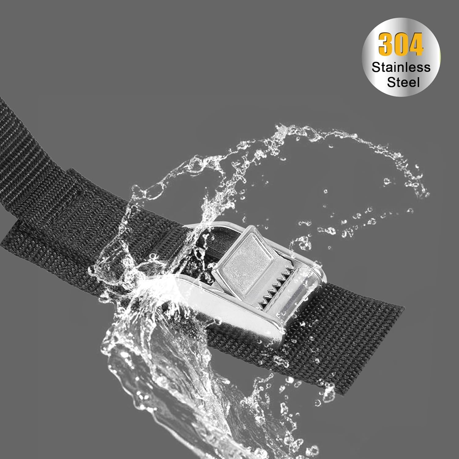 Ayaport Stainless Steel Cam Buckle Tie down Lashing Straps 2500Lbs Break Strength Heavy Duty Car Roof Rack Strap for Kayak, SUP, Surfboard, Cargo, Motorcycle, Truck, Boat, Dirt Bike image number 2