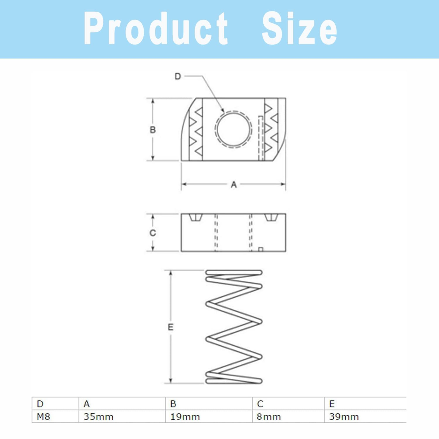 BEANPRECOY Galvanized Spring Nut 10Pcs C-Shaped Steel Special Spring Nut Spring Strut Channel Cone Nut for Strut Channel Stainless Steel Spring Channel Nuts M6 M8 M10 M12 Spring Nut Channel Nut Silver image number 5