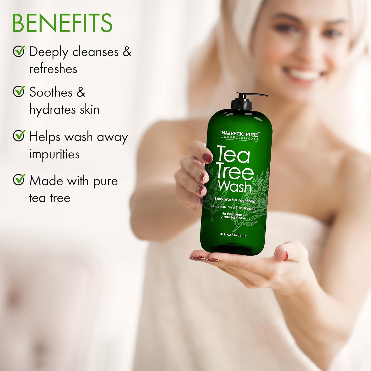 Majestic Pure Antifungal Soap with Tea Tree Oil, Natural Foot & Body Wash, 270Ml - Helps with Nail Fungus, Athletes Foot, Ringworms, Jock Itch & Body Odour image number 4