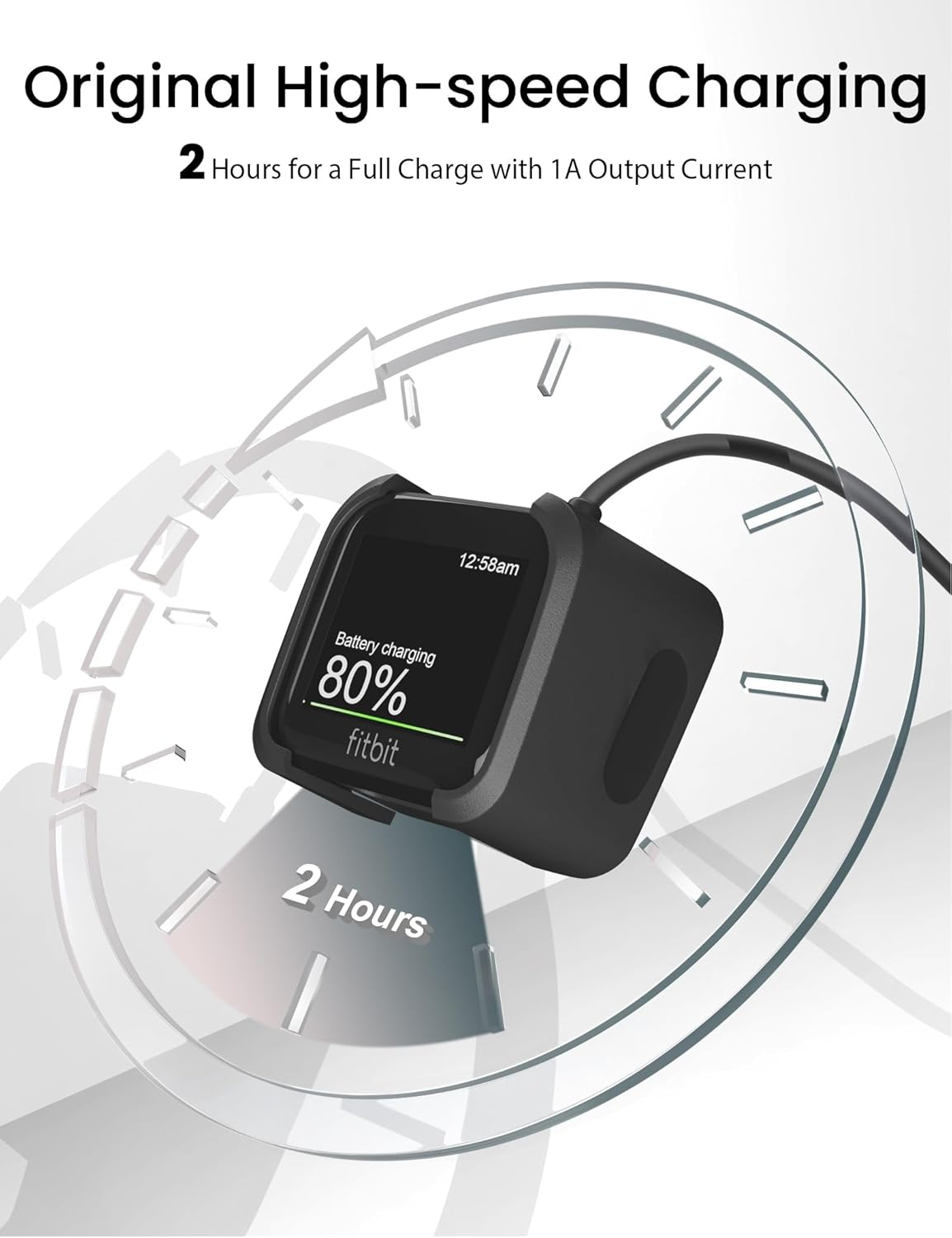 Sinoacc 2Pack Charger for Fitbit Versa 1, Versa Lite, Versa SE Smart Watch (3.3Ft/1M) - Fitbit Proprietary Connector - Compatible with Fitbit Versa 1, Lite, SE image number 3