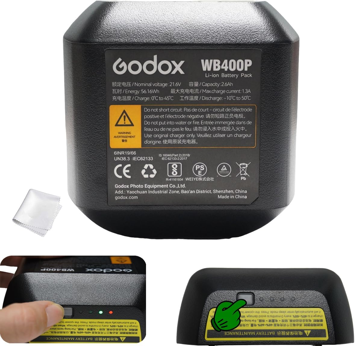 Godox WB400P Battery, GODOX AD400 Pro II Flash Battery,   , with Upgraded Activation Button,For XPLOR 400PRO image number 2