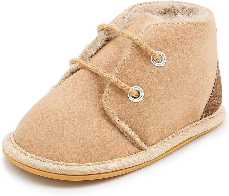 CENCIRILY Baby Boys Girls Warm Boots Infant Anti-Slip Rubber Sole Lace-Up Fleece Ankle Booties Newborn First Walking Shoes