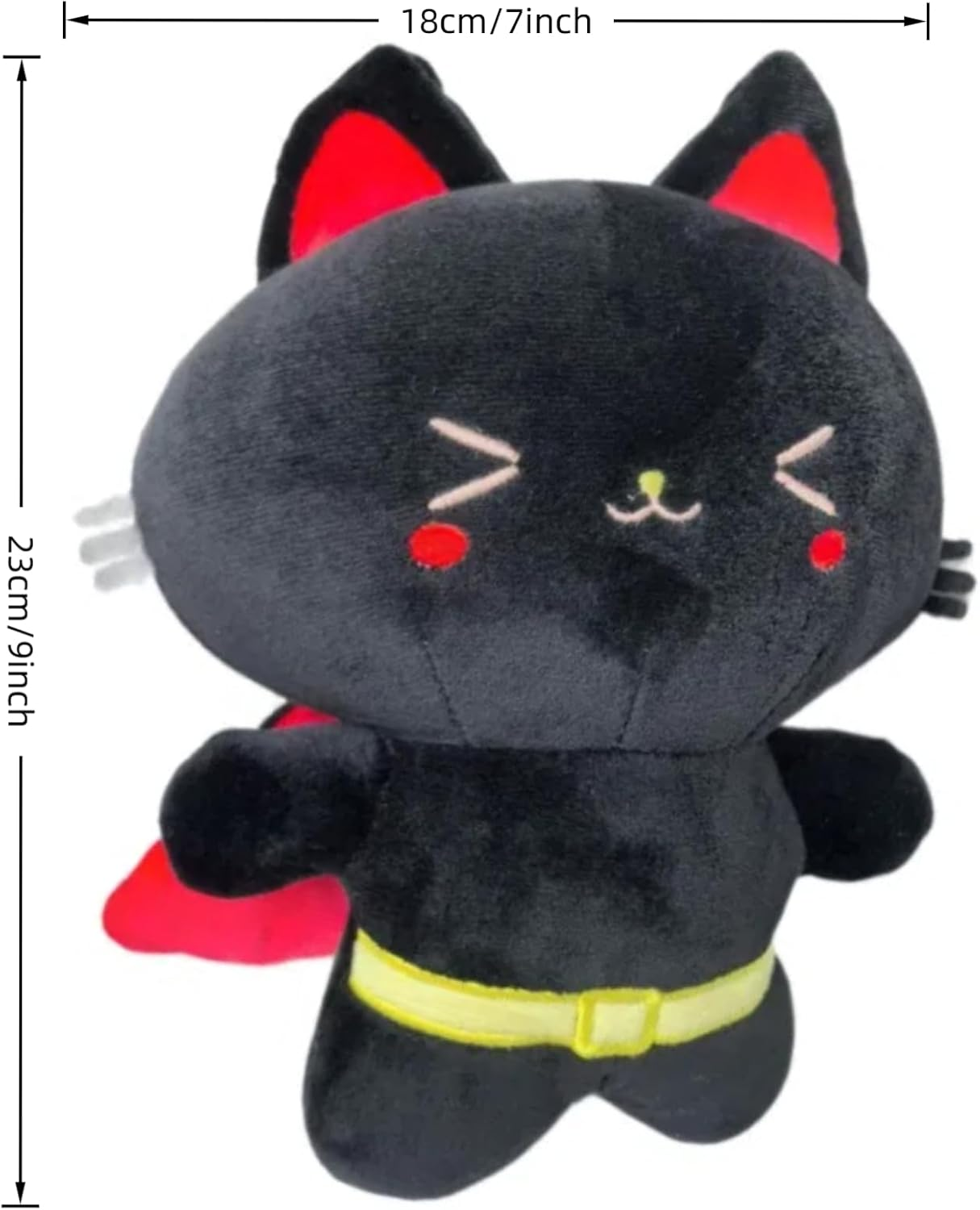 Black Cat Plush Toy with Bat Wings - Gothic Stuffed Animal Doll, Soft Cuddly Pillow for Halloween Decor, Kids Adult Bedroom Sofa Cushion, Cute Plushie Home Decoration image number 2
