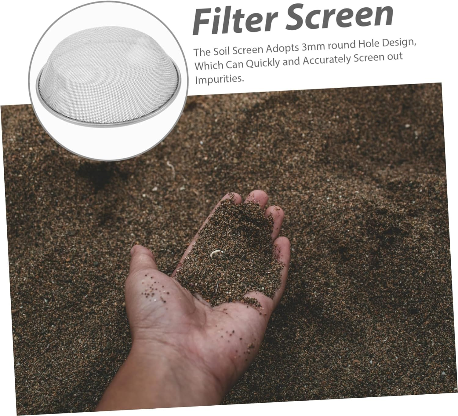 KONTONTY Fine Mesh Sandstone Sieve Tool for Garden Women Gardening Gloves Soil Sifter Strainer Pan Compatible Bucket image number 6