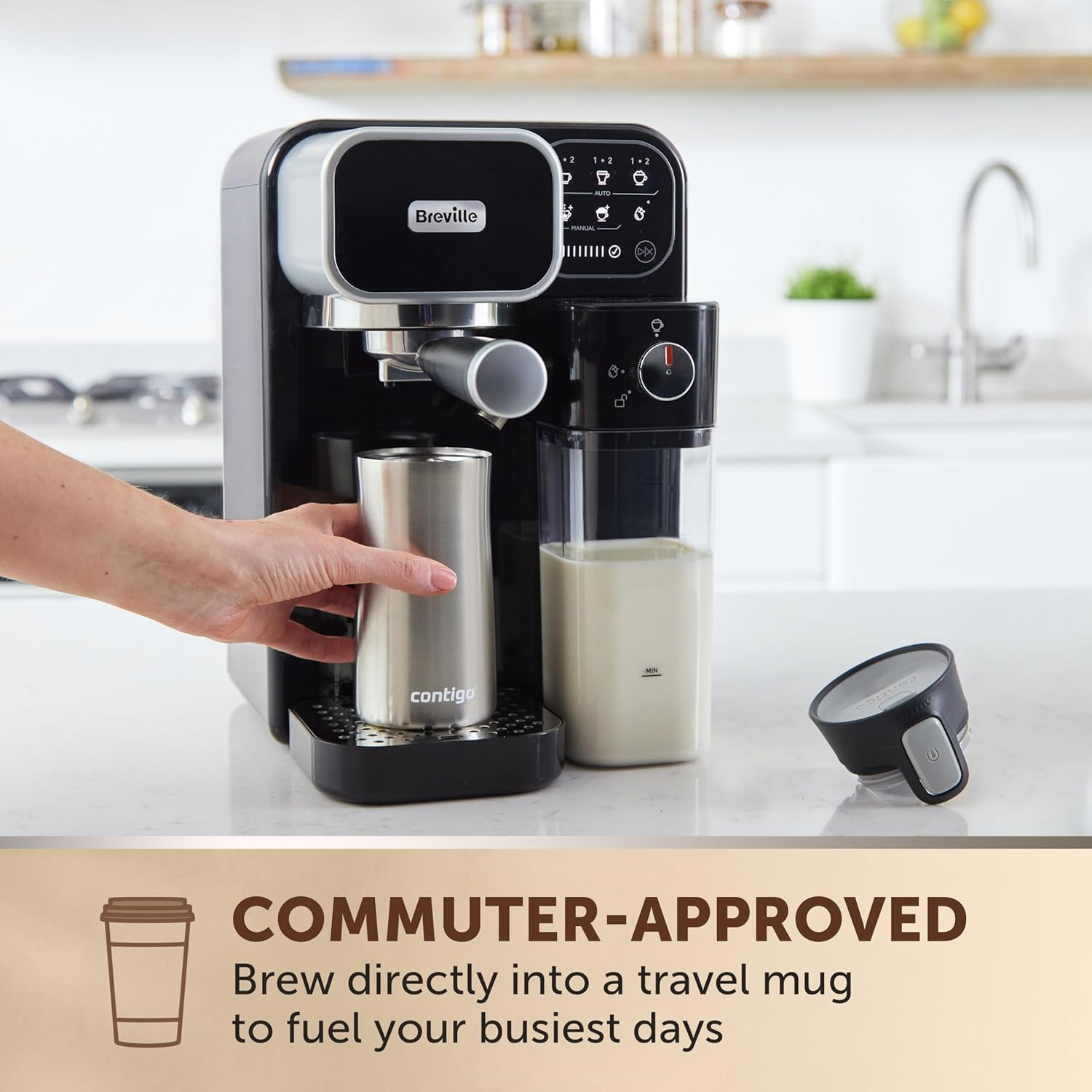 Breville Prima Latte Luxe One Touch Espresso Maker | Espresso Maker, Latte Cappuccino | Italian 19 Bar Pump | Automatic Milk Frother | Compatible with ESE Coffee Capsules | Black image number 4
