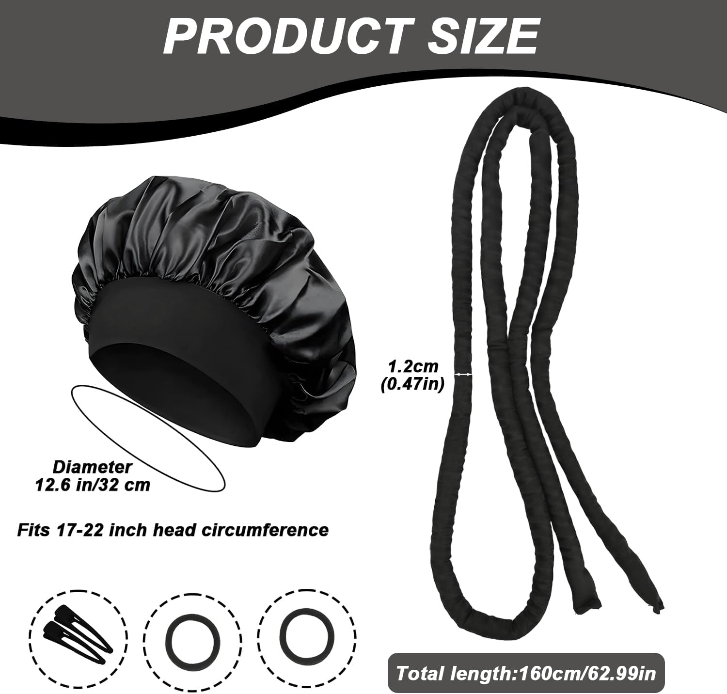 Thin Curling Iron Set No Heat for Overnight Curls, No Heat, Adjustable Flexible Rods, with Satin Cap, Sleeper for Long and Short Hair, Soft Curlers image number 5