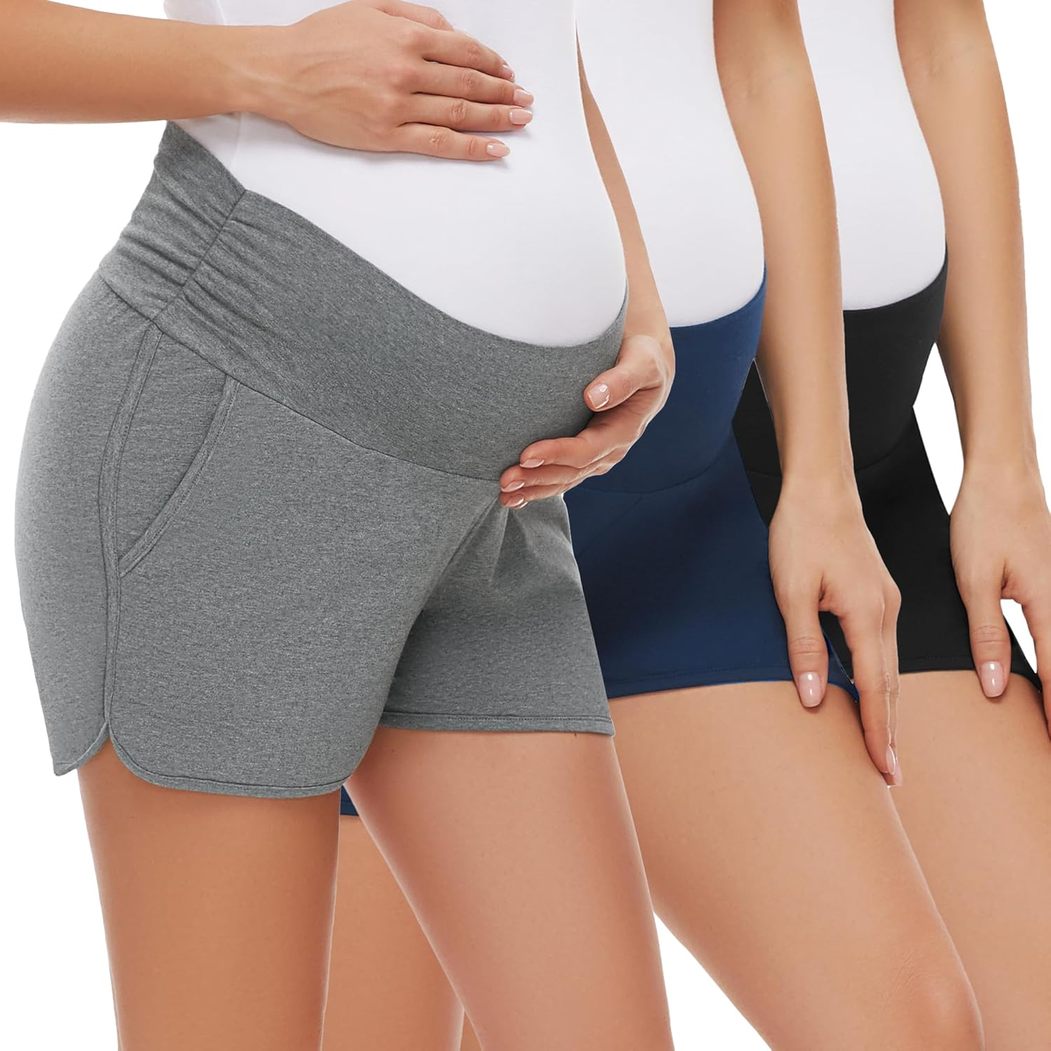 PACBREEZE Women'S Maternity Shorts Lounge Pajama Workout Running Casual Summer Pregnancy Shorts, S-XXL image number 3