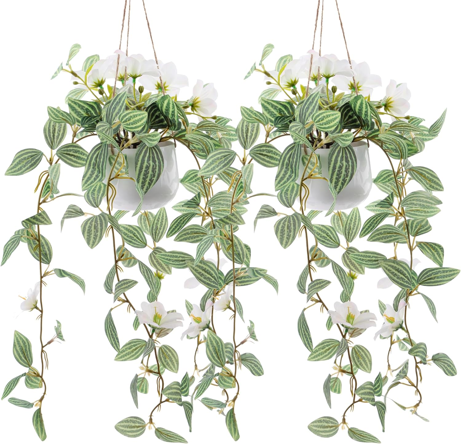 2 Pack Fake Hanging Plants Artificial Decor Simulation Hanging Plants with Champagne Flower Samll Natural Ivy Greenery D&eacute;cor Bedroom Garden Farmhouse Wall Shelf Indoor Outdoor