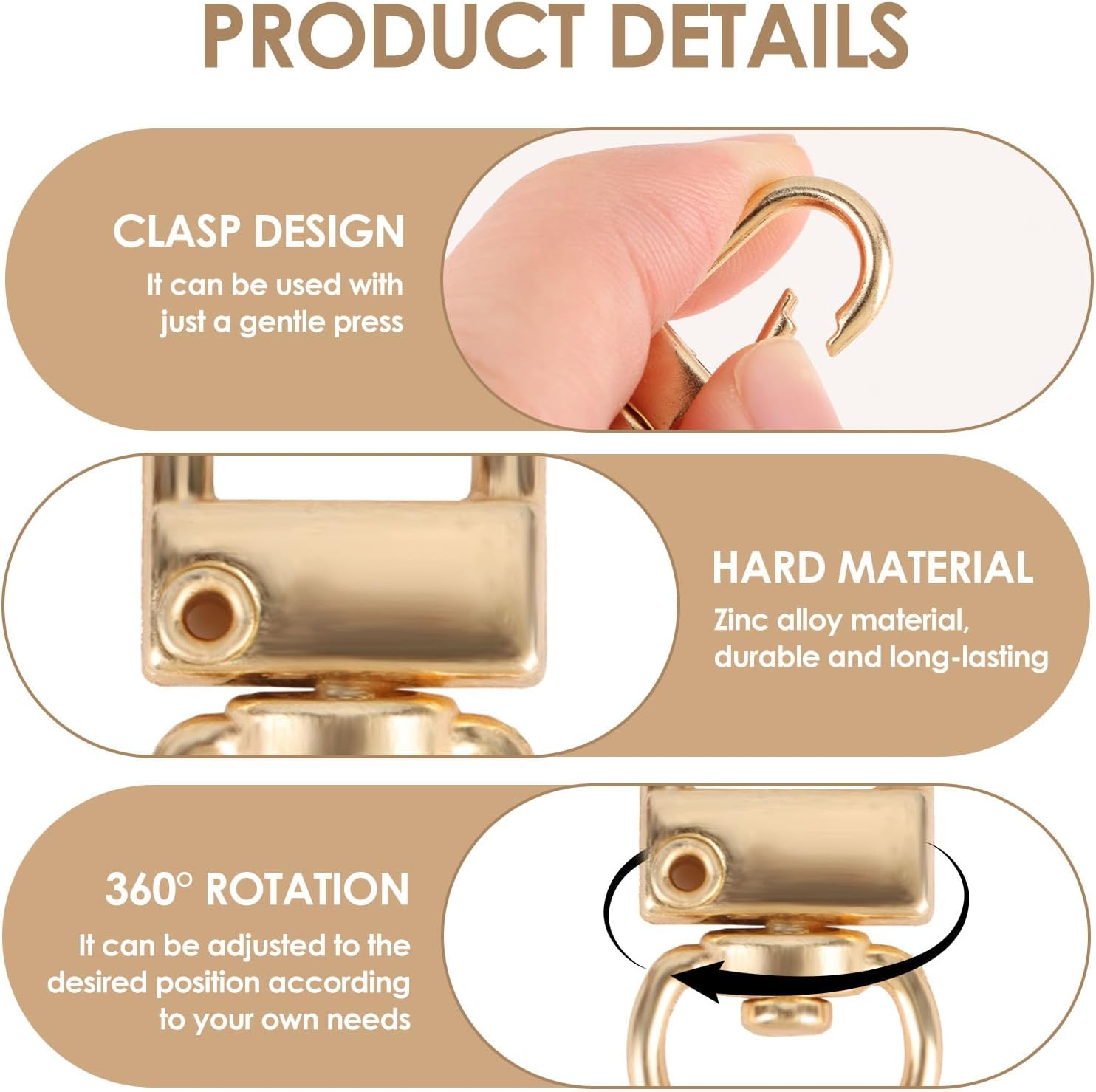 Hand Strap Mobile Phone, 20 Pieces Zinc Alloy U-Shaped Key Rings with Carabiner Hook, Mobile Phone Loop for Mobile Phone Keys, Pockets, Mobile Phone Chain, Short for Women, image number 4