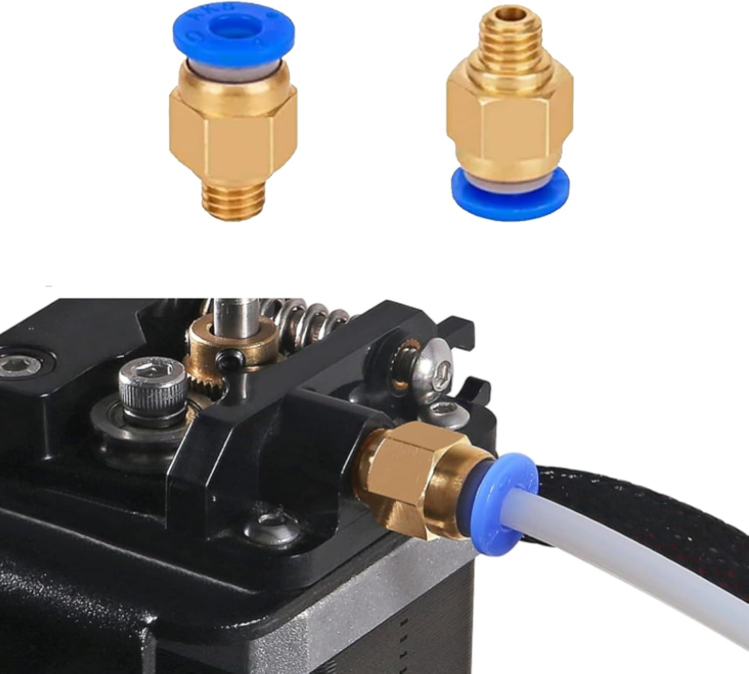 DIANN 10Pcs PC4-M10 Pneumatic Fitting Push in Quick Fitting Connector and 10Pcs PC4-M6 Pneumatic Fitting Push to Connect for 3D Printer image number 3