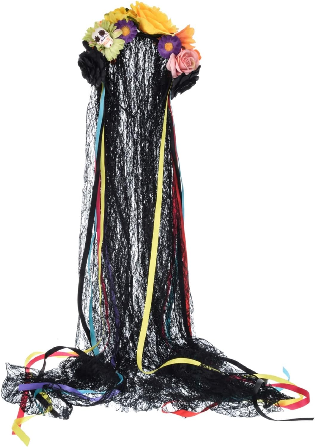 Day of the Dead Flower Crown Festival Headband Rose Mexican Floral Headpiece HC-23 - A-Rainbow Headband image number 7