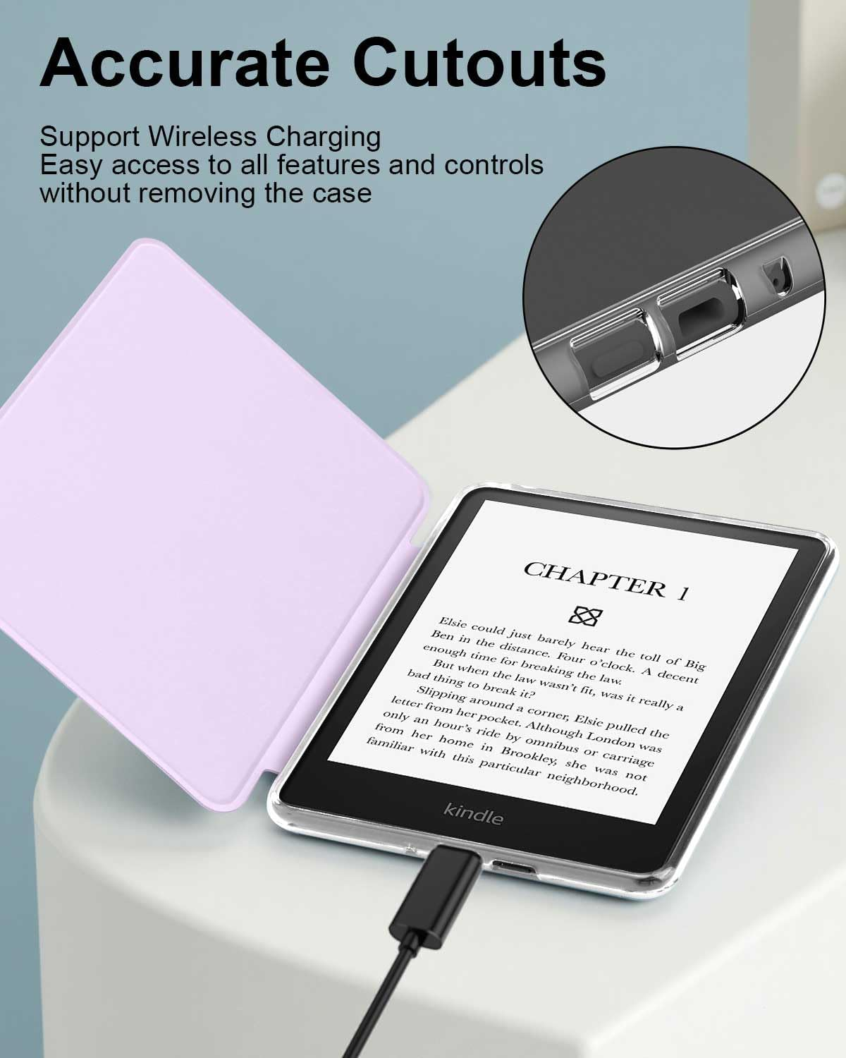 T Tersely Magnetic Case for All-New Kindle 11Th Generation 2024/2022 Release, 6 Inch, Stand Cover with Magnetic Clear Case for Popsockets Grips, Auto Wake/Sleep, Compatible with Magsafe, Purple - Blue image number 4