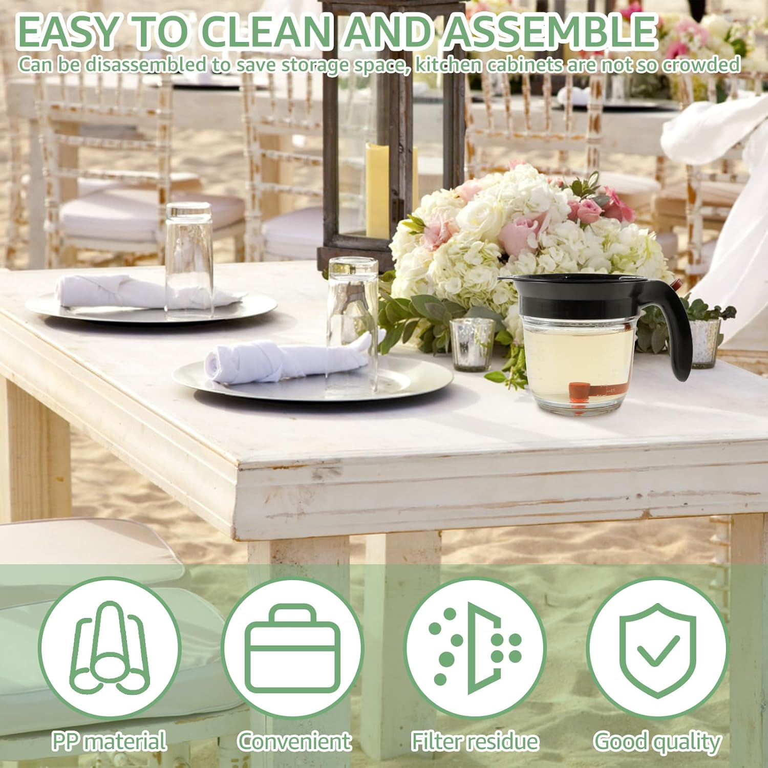 Fat Separator with Bottom Release, 4 Cups Gravy Separator for Cooking, Plastic Soup Oil Separator Measuring Cup, Kitchen Gadgets Grease Separator, Fat Skimmer for Gravy Sauces and Other Liquids Black image number 6