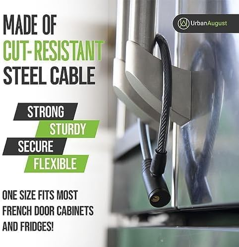 Urban August Fridge Lock: Multi-Functional Cable Keyed Lock, for French-Door Refrigerators and Cabinets (One Pack) image number 6