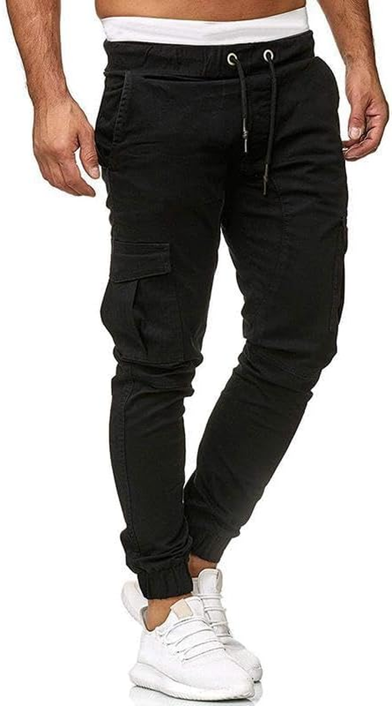 Mens Cargo Pants Jogger Casual Fashion Work Sports Drawstring Sweatpants Outdoor Hiking Trousers with Pockets image number 2
