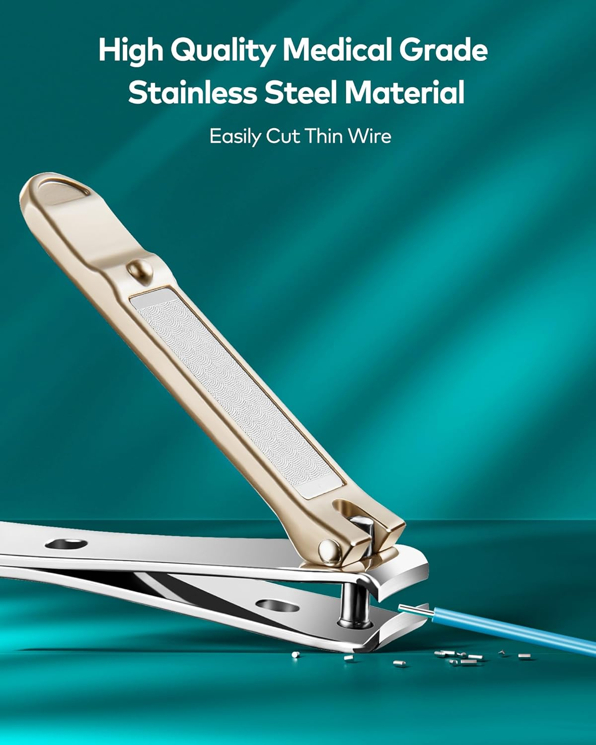 Manicure Pedicure Set, Nail Clippers Set, Medical Grade Stainless Steel Grooming Kit with Travel Case Gift Box (4 Pieces) image number 5