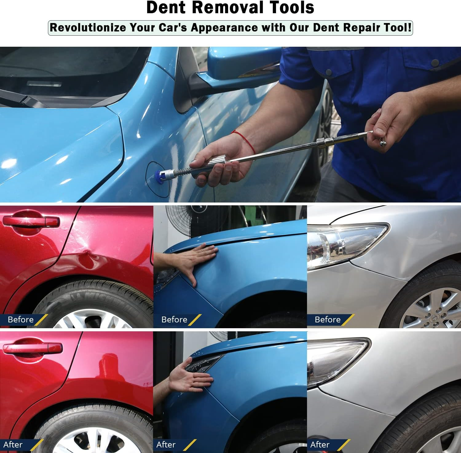 Super PDR Paintless Dent Removal Kit Professional, Car Dent Puller Kit with Slide Hammer Dent Lifter Bridge Puller, PDR Tools Auto Body Dent Repair Kit for Cars, Dent Removal for Car Body Repair image number 2
