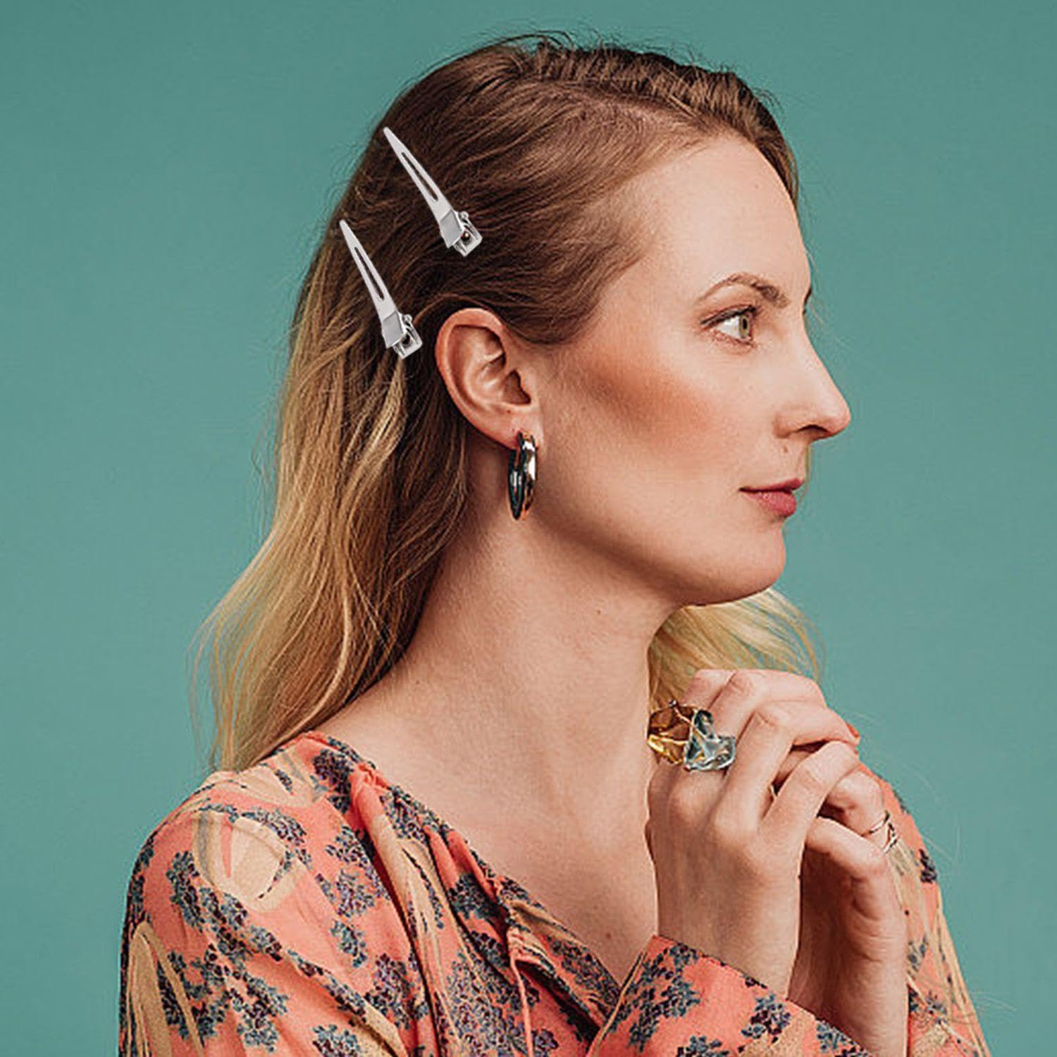 40 Pieces Pony Crocodile Hair Clips, Classic Silver Metal Clips, Simple and Fashionable Hair Accessories, Firm and Non-Sliding and Women'S Hairstyle Decoration image number 1