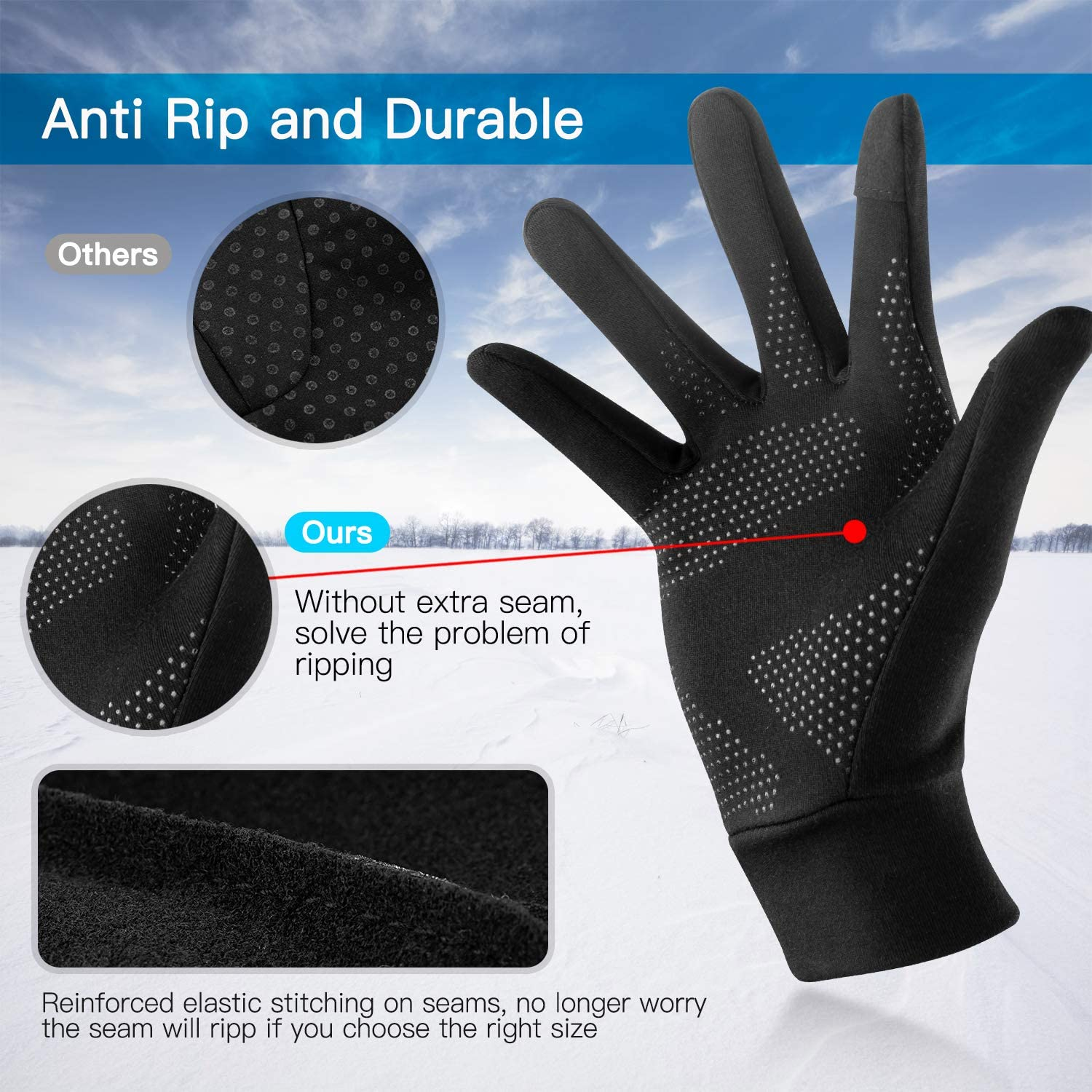 Unigear Running Gloves, Touch Screen Anti-Slip Lightweight Gloves Liners for Cycling Biking Sporting Driving for Men Women