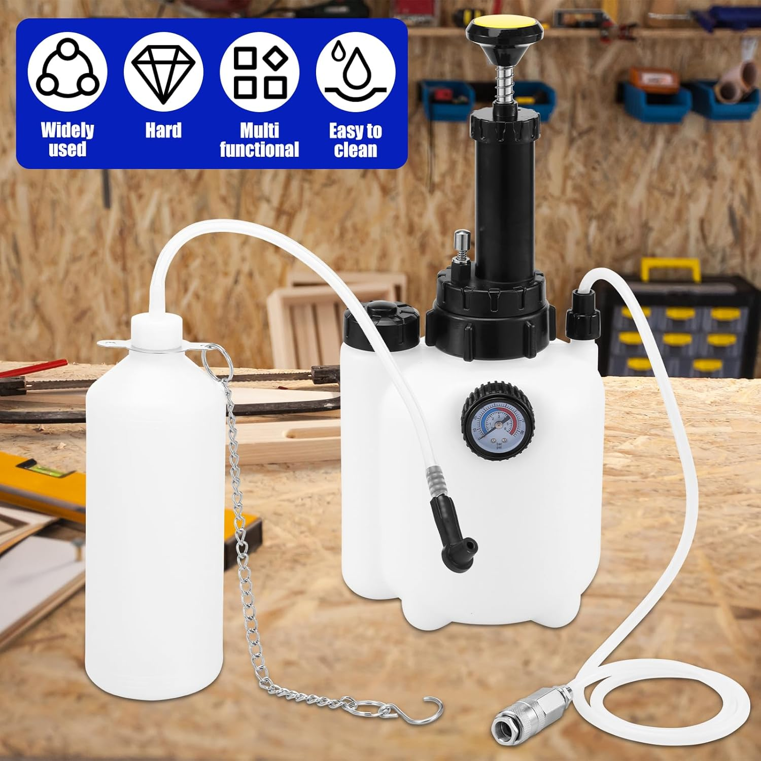 3L Manual Brake Bleeder Kit, Brake Fluid Replacement Tool with 1L Brake Fluid Bleed Bottle and 4 Master Cylinder Adapters, One Person Brake Bleed Vacuum Pump Kit for Various Vehicles image number 3