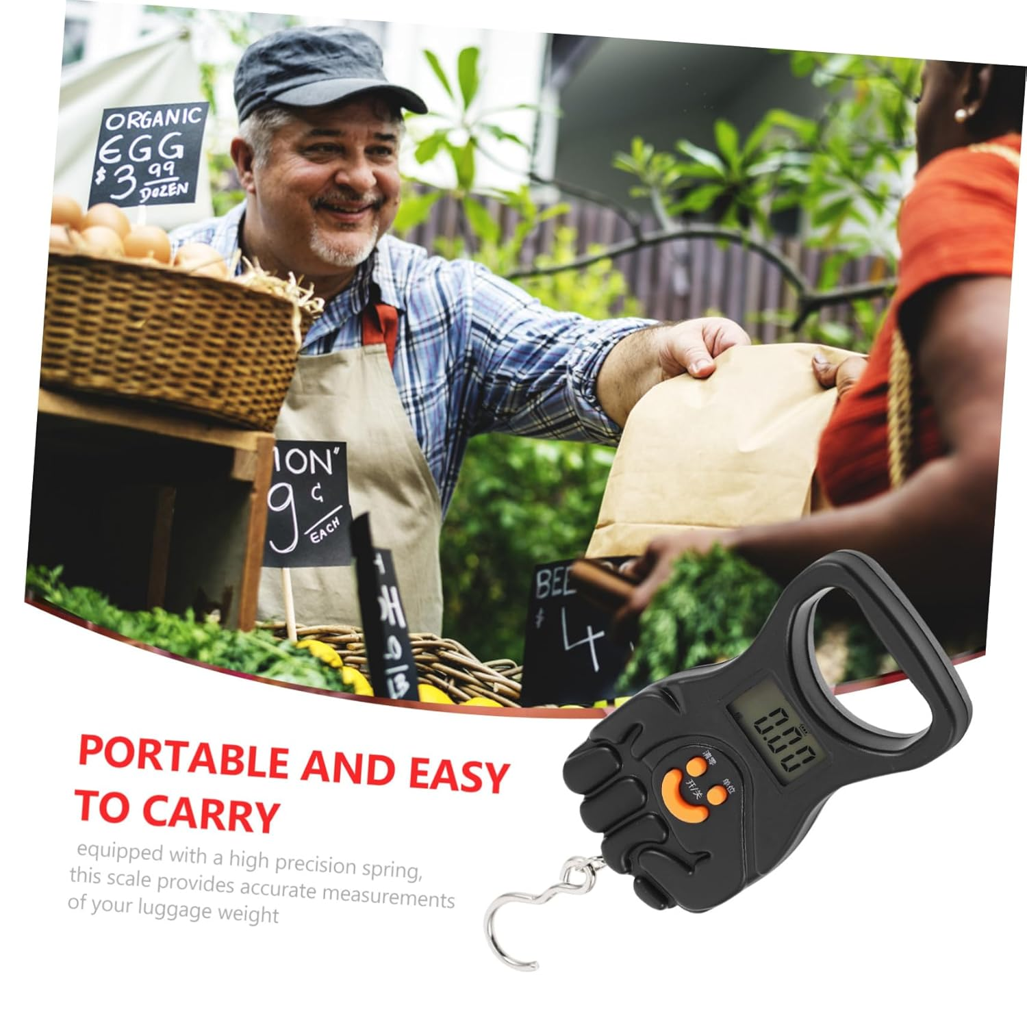 CATIEBYE Luggage Scale 50Kg Mechanical Hanging Battery Included for Suitcase Parcels image number 1