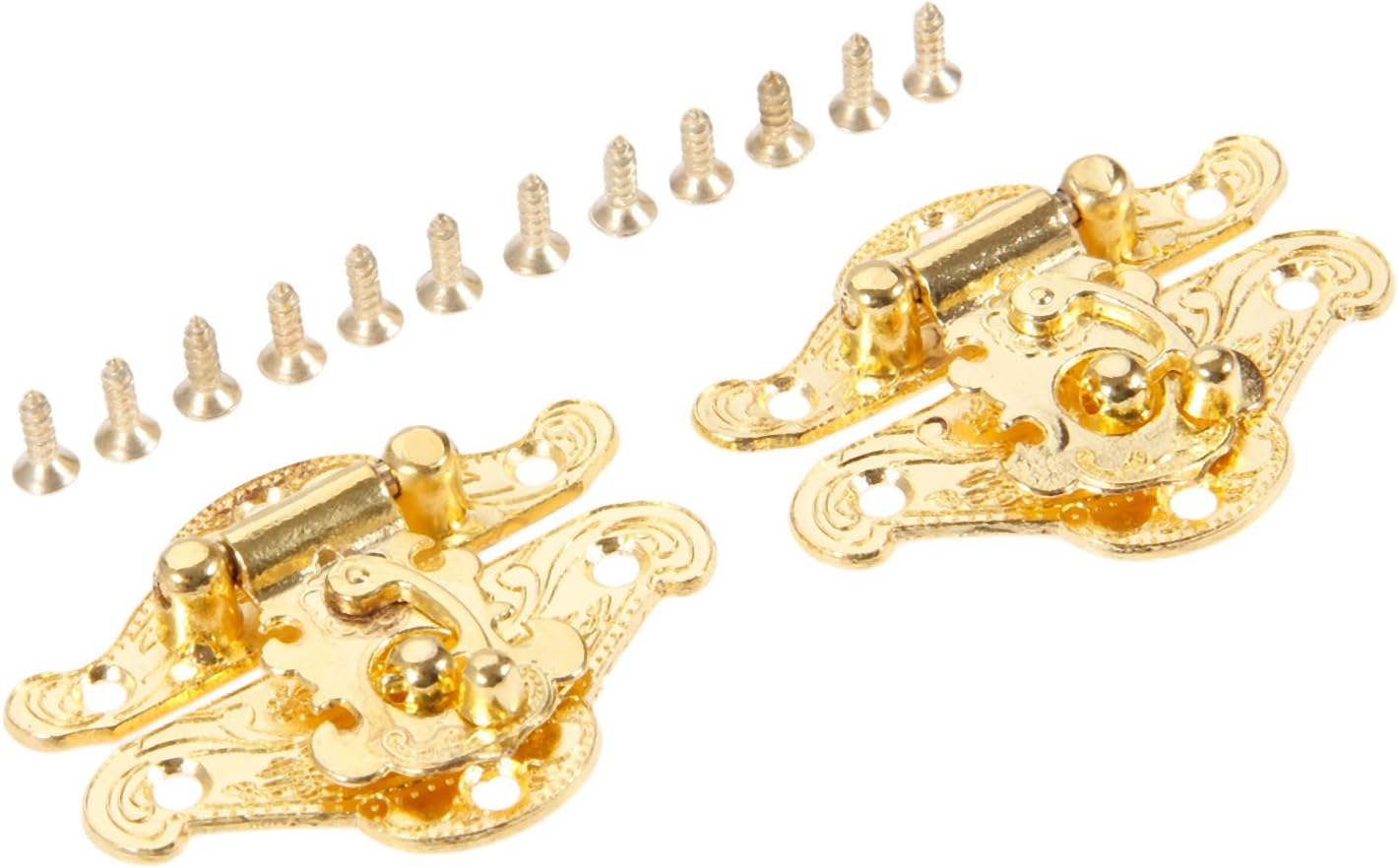 Dophee 2Pcs 1.50"X1.93" Gold Vintage Box Latch Hasps for Jewelry Wooden Box Lock Box Clasp
