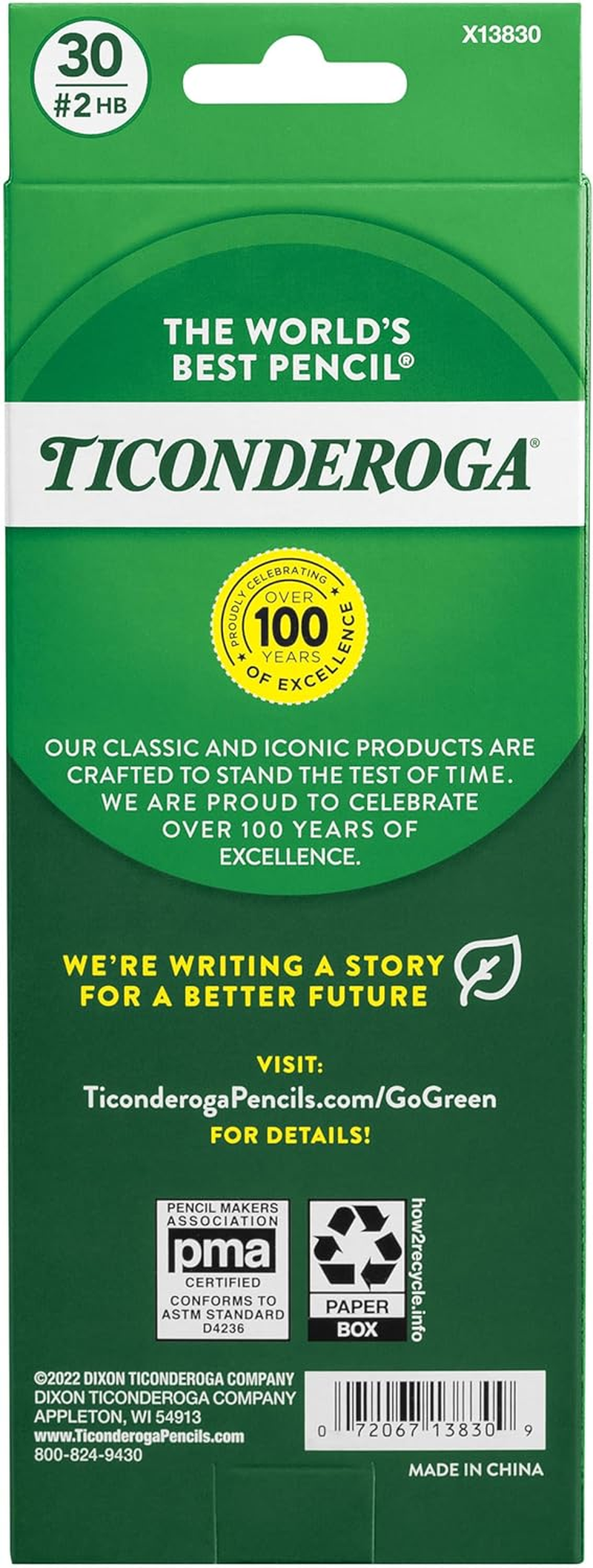 Ticonderoga Dixon Wood-Cased 2HB Pencils, Pre-Sharpened, Box of 30, Yellow (13830) image number 5
