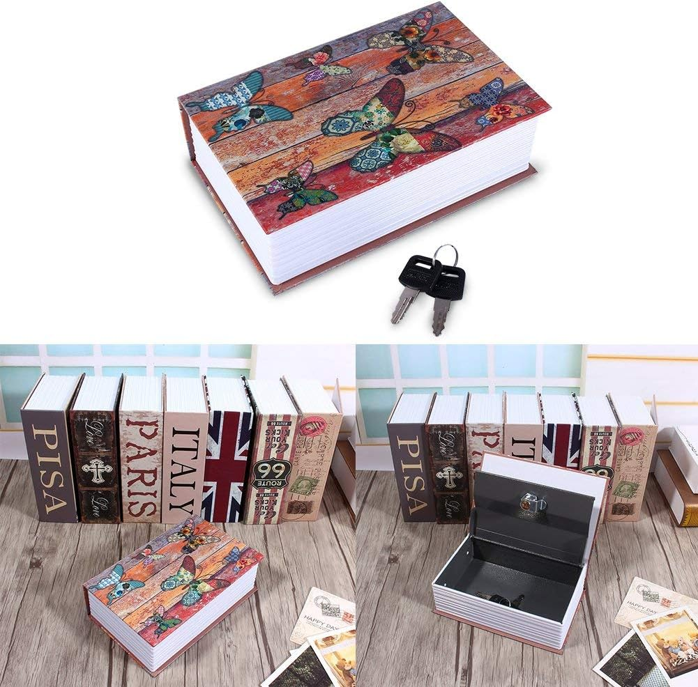 Book Safe Box, Portable Hidden Security Book Storage Case with Key Lock Travel Home Jewelry Passport Money Cash Secret Security Lock Box 18 X 11.5 X 5.5Cm / 7.09 X 4.53 X 2.17Inch