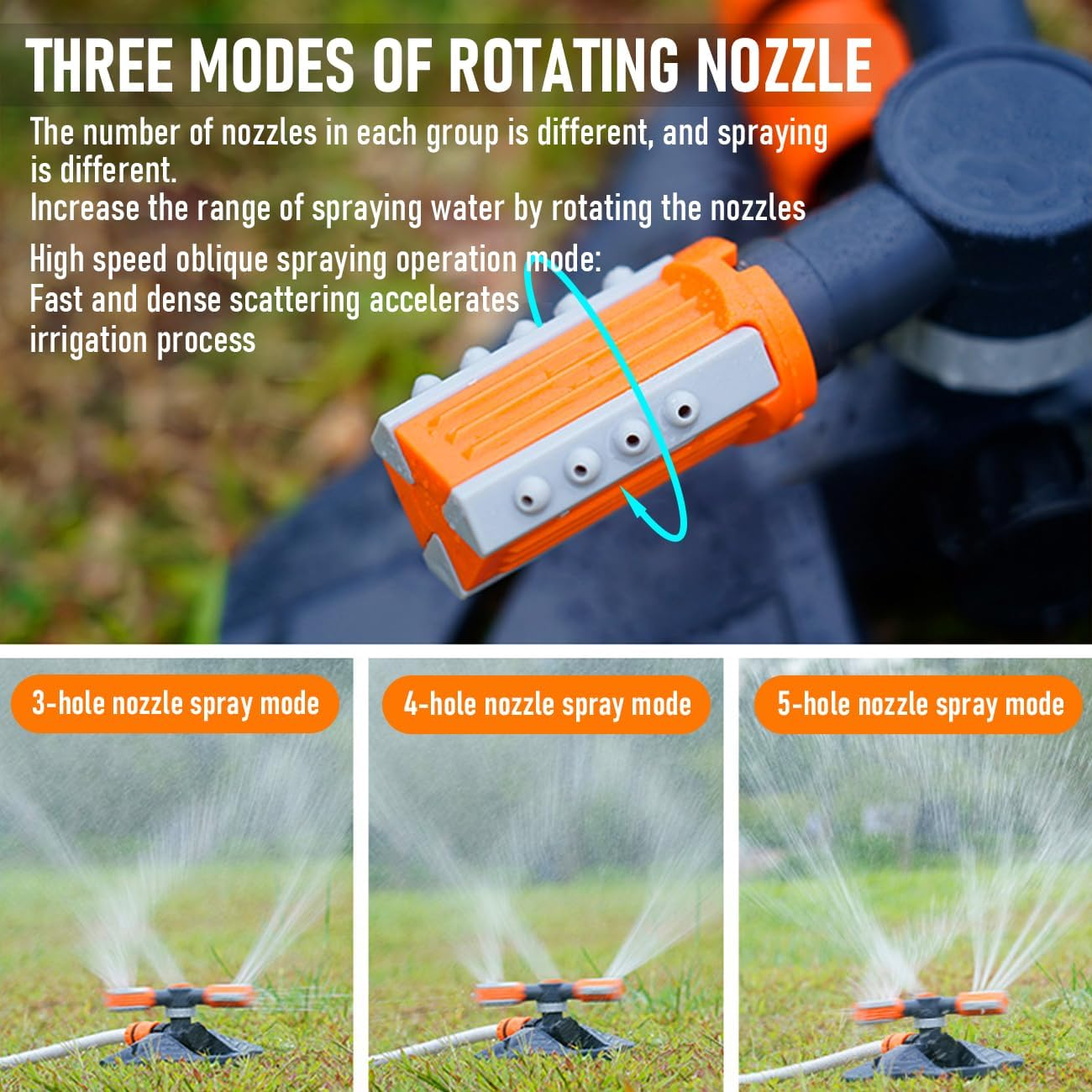 Alpen Garden Sprinkler Lawn Sprinkler, Automatic 360 Degree Adjustable Rotating Irrigation Sprinkler System, Grass Water Sprinkler for Yard, Garden Sprinkler Hose for Large Ara - 2 Pcs image number 6