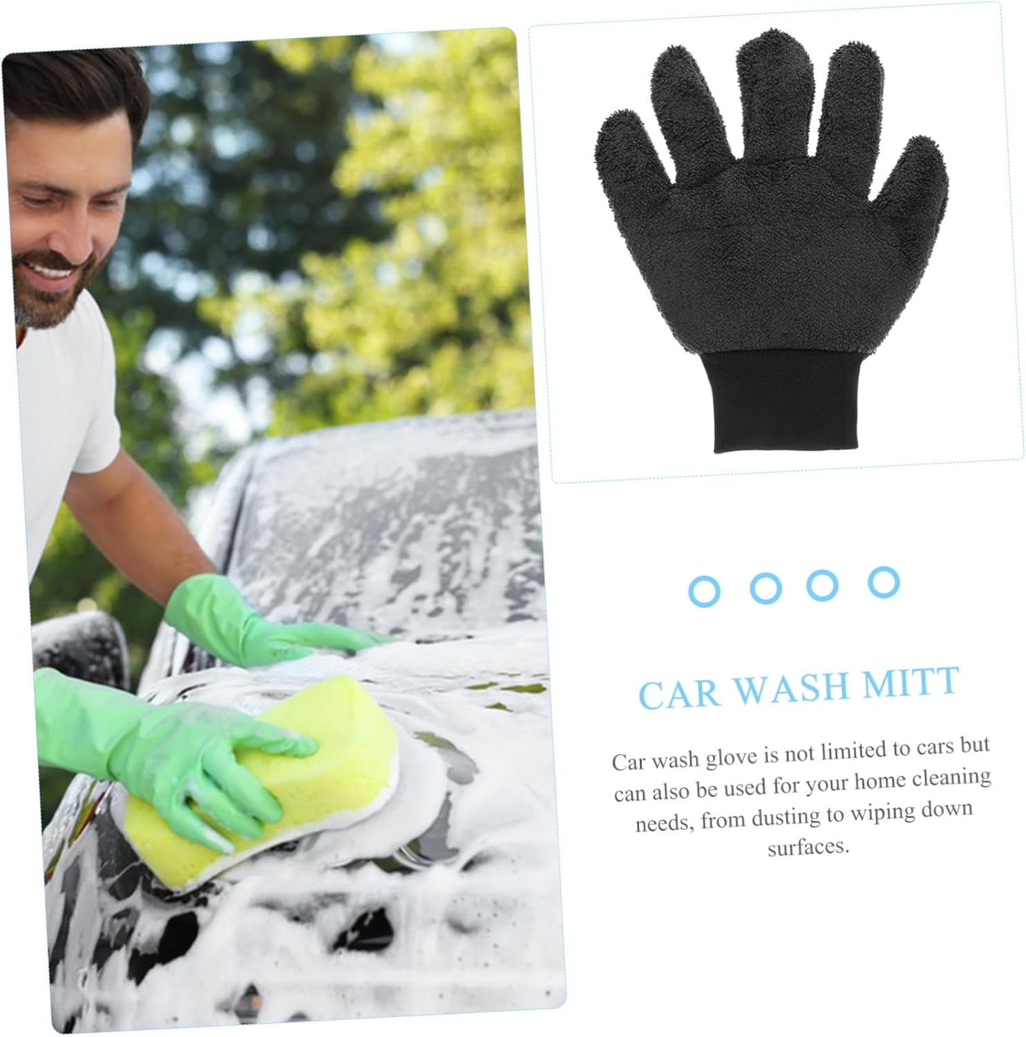 Happyyami Car Wash Glove Thickened Coral Fleece Microfiber Mitt Cleaning Lightweight Automotive Exterior Care Mitten for Gentle Vehicle and Home Use image number 1