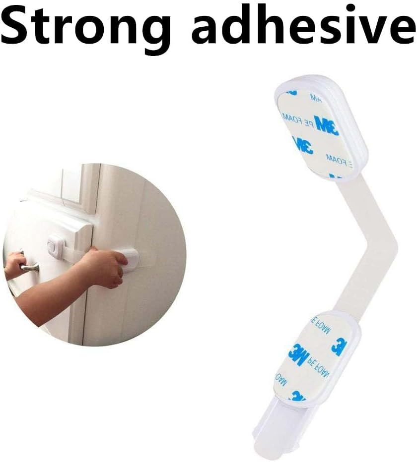 6 Pcs Adjustable Safety Cabinet Locks (White) Extra 3M Adhesive No Screws for Drawers, Cupboard, Closet, Doors - No Drilling image number 2