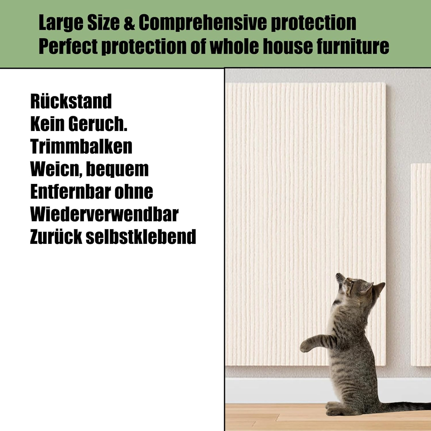 Pack of 1 Scratch Protection Sofa Cat, Self-Adhesive Scratching Mat for Furniture, Beige Cat Scratch Mat, DIY Scratch Protection for Couch and Wall image number 2