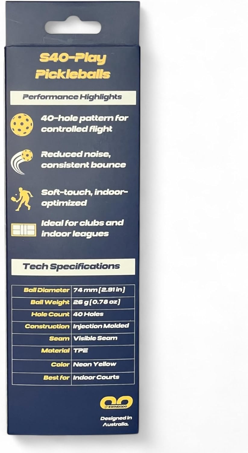 Swingooo S40 Play Verstatile Pickleballs &ndash; 40-Hole Design for Durability, True Flight, and Consistent Bounce &ndash; Set of 3 image number 2