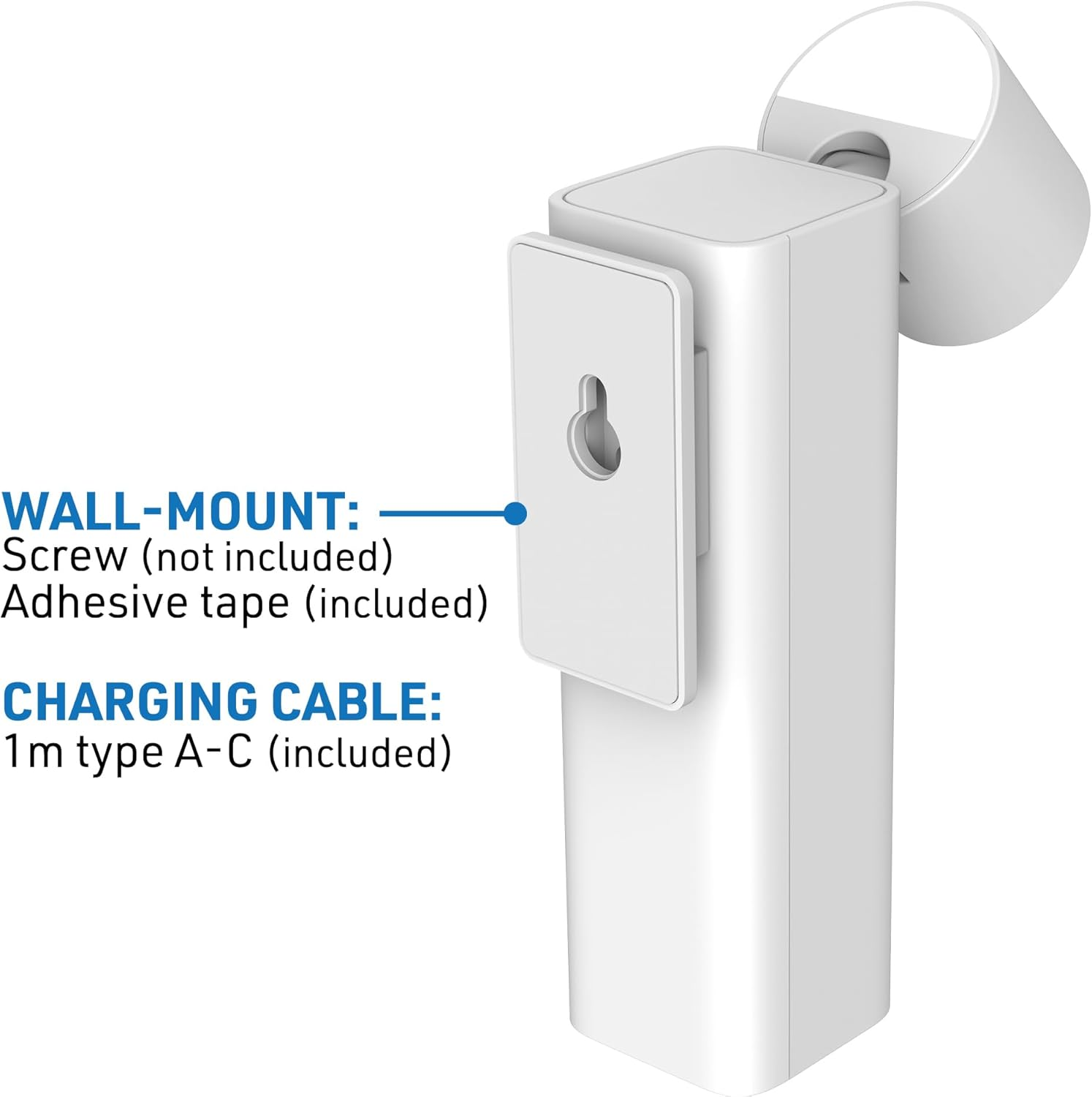 Electraline 58059 30 Lumens 3000K Adjustable LED Wall Spotlight Rechargeable with USB-C Cable (Included) 1200Mah White image number 2