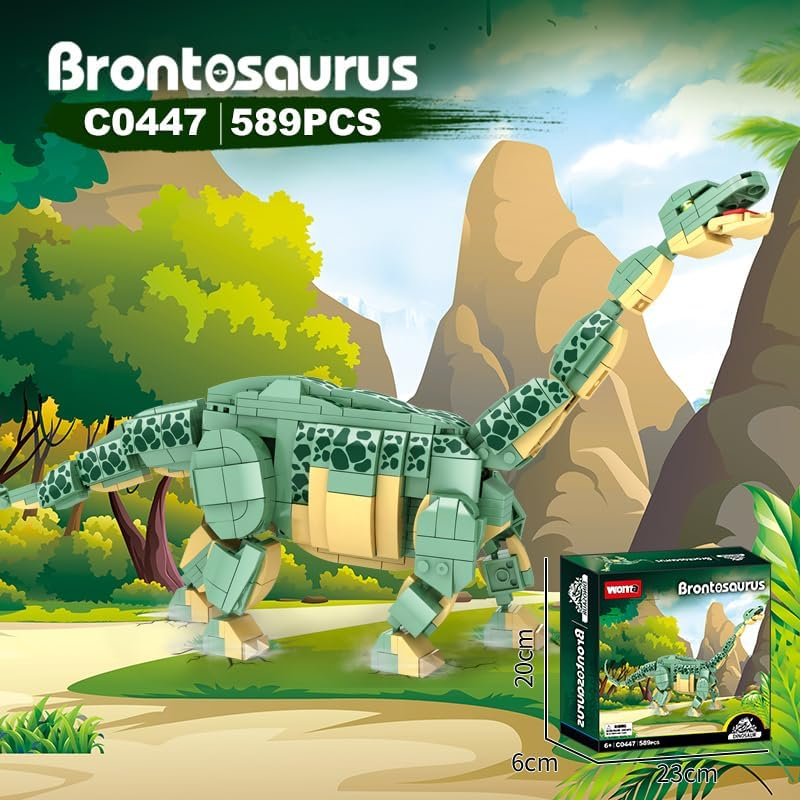 WOMA Dinosaur Building Blocks Set, Brachiosaurus Dino World Park Building Bricks Educational Toy for Boys (589PCS), Jurassic Park Building Toy for Adult and Kids Age 6+, Joint Can Move Flexibly