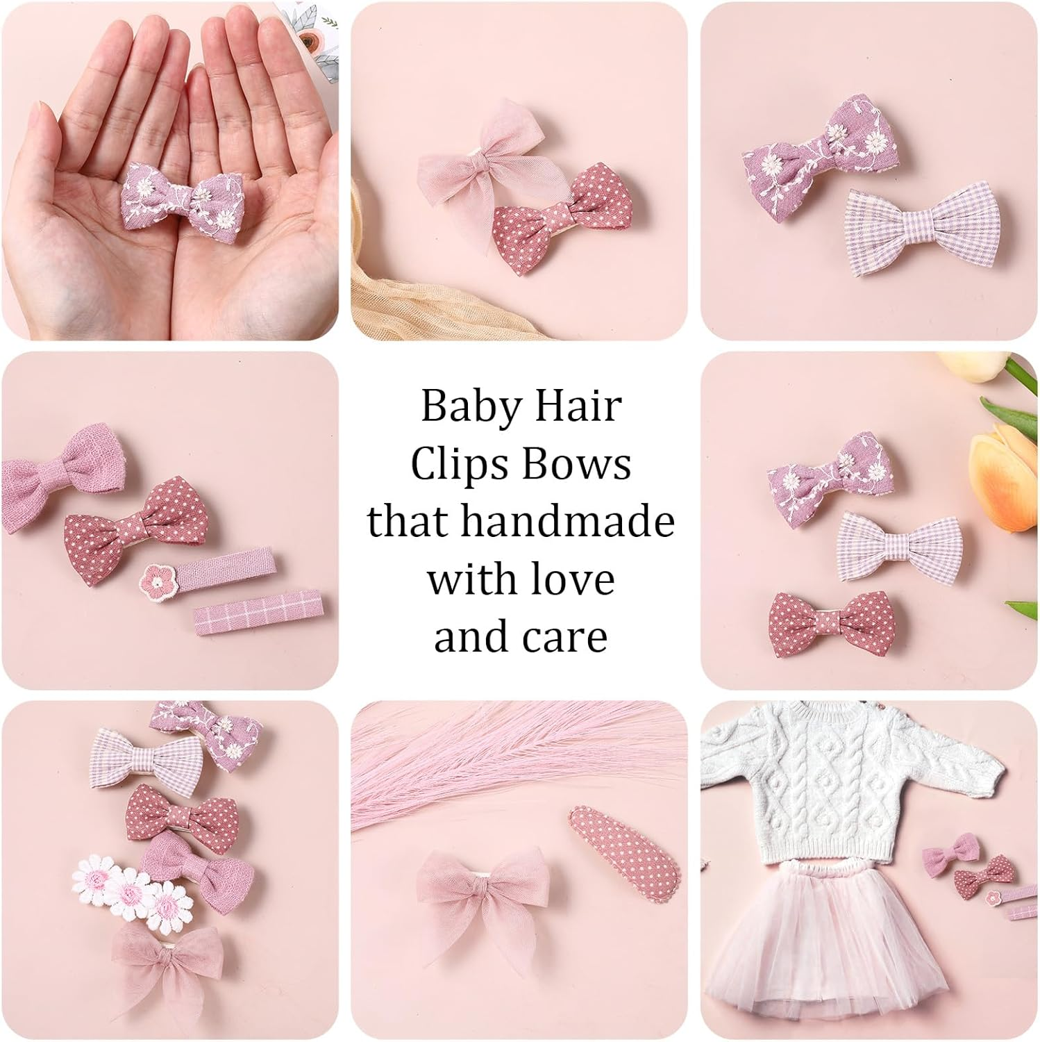 Ptwola 12 Pcs Hair Clips for Girls with Bows Butterfly Flower 2 Inch Alligator Clips Barrettes Handmade Accessories for Girls Gifts image number 6