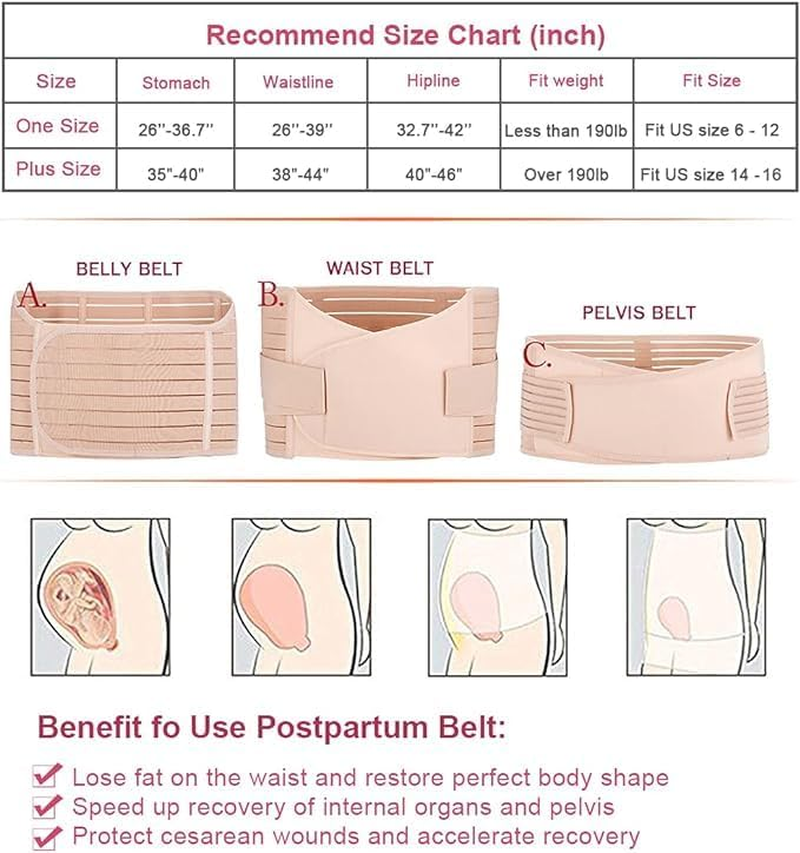 XJCKING 3 in 1 Postpartum Belly Support Recovery Band Wrap - Waist/Pelvis Belt Girdle Body Shaper Postnatal Shapewear image number 3