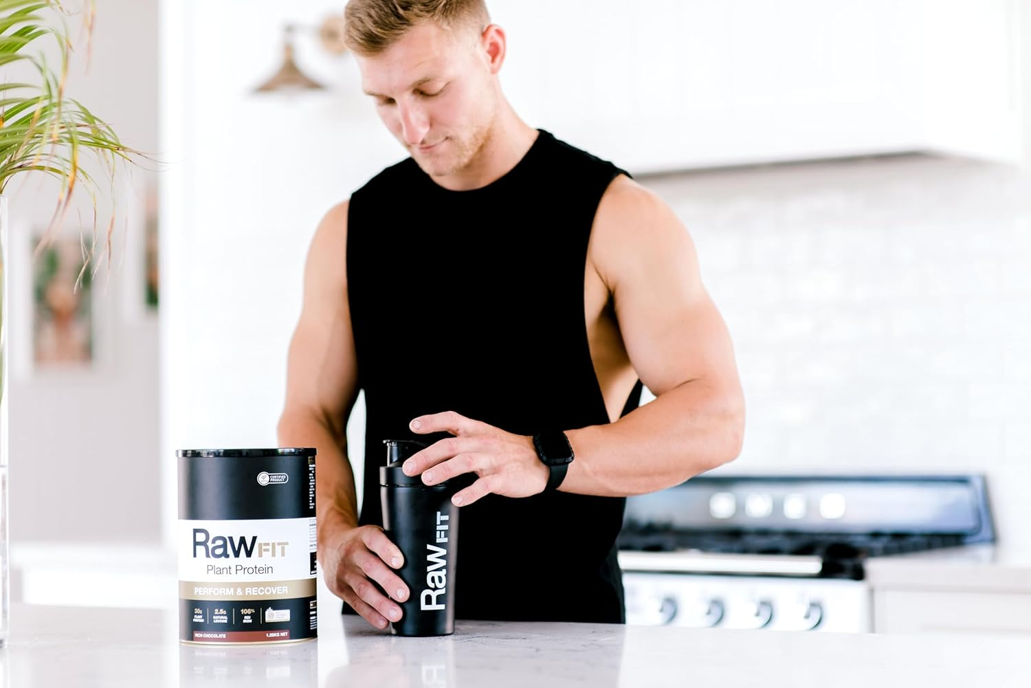 Amazonia Rawfit Plant Protein Perform & Recover Vanilla - Certified Organic, Low FODMAP Certified, Vegan, Sprouted & Fermented Pea & Brown Rice Protein, HASTA Certified, 35G Protein per Serve, Supports Muscle Growth & Recovery, 500G image number 1