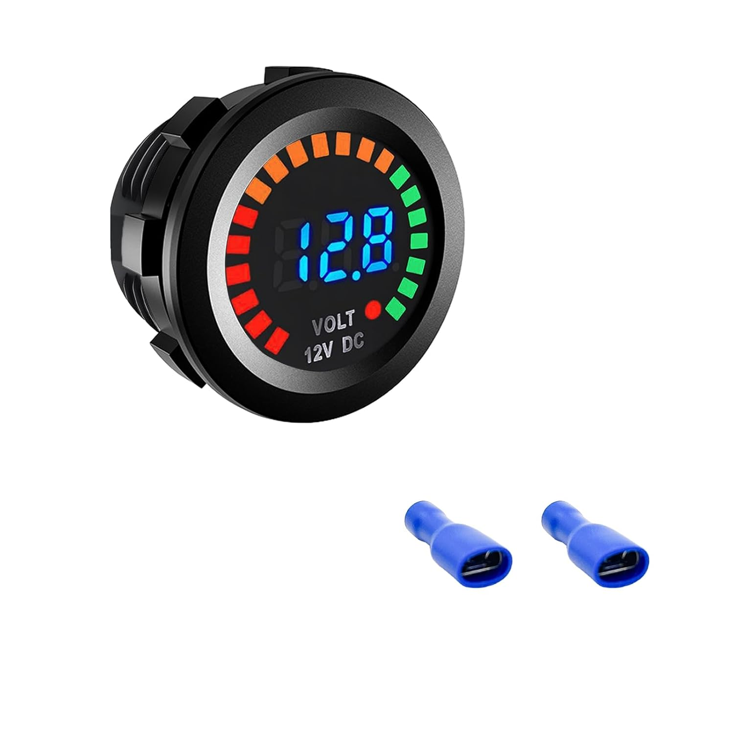 2 PCS Waterproof Voltmeter for Car, DC 12V LED Digital Display Voltage Gauge with Terminals, Universal round Panel Vehicle Battery Voltage Tester for Car Motorcycle Boat image number 6