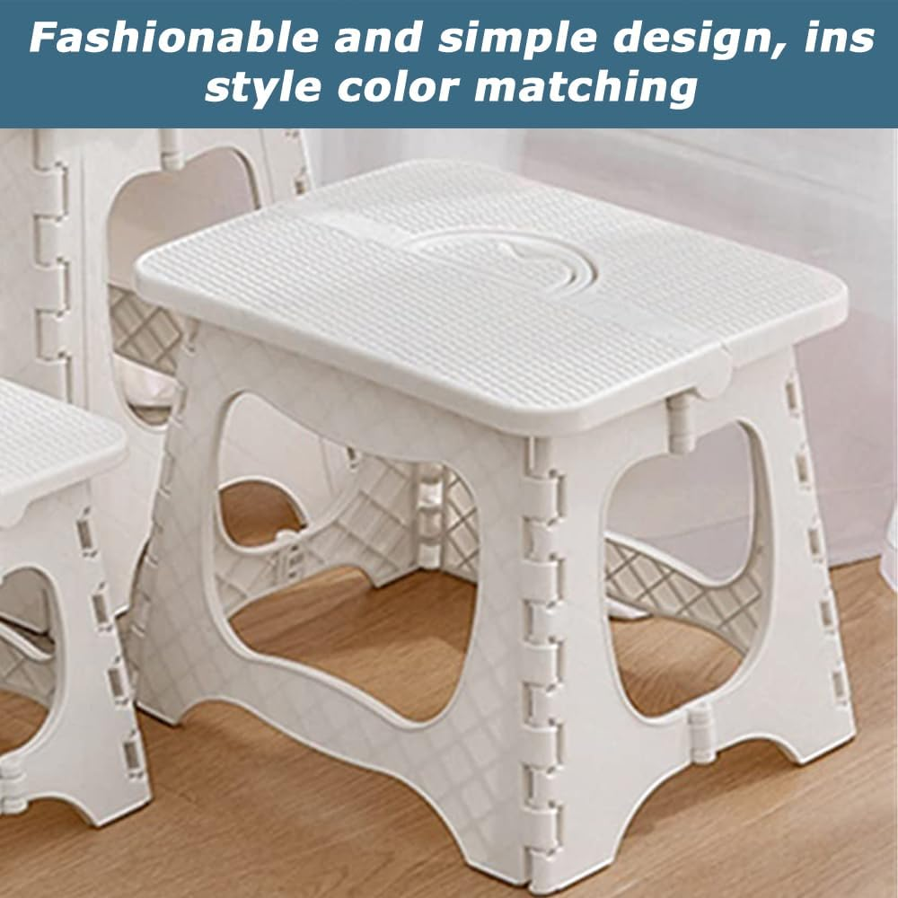 Portable White Folding Stool, Compact, Lightweight Foldable Stool, Durable Minimalist Design Chair, for Outdoor Picnics, Home, Office & Travel ﻿ image number 6