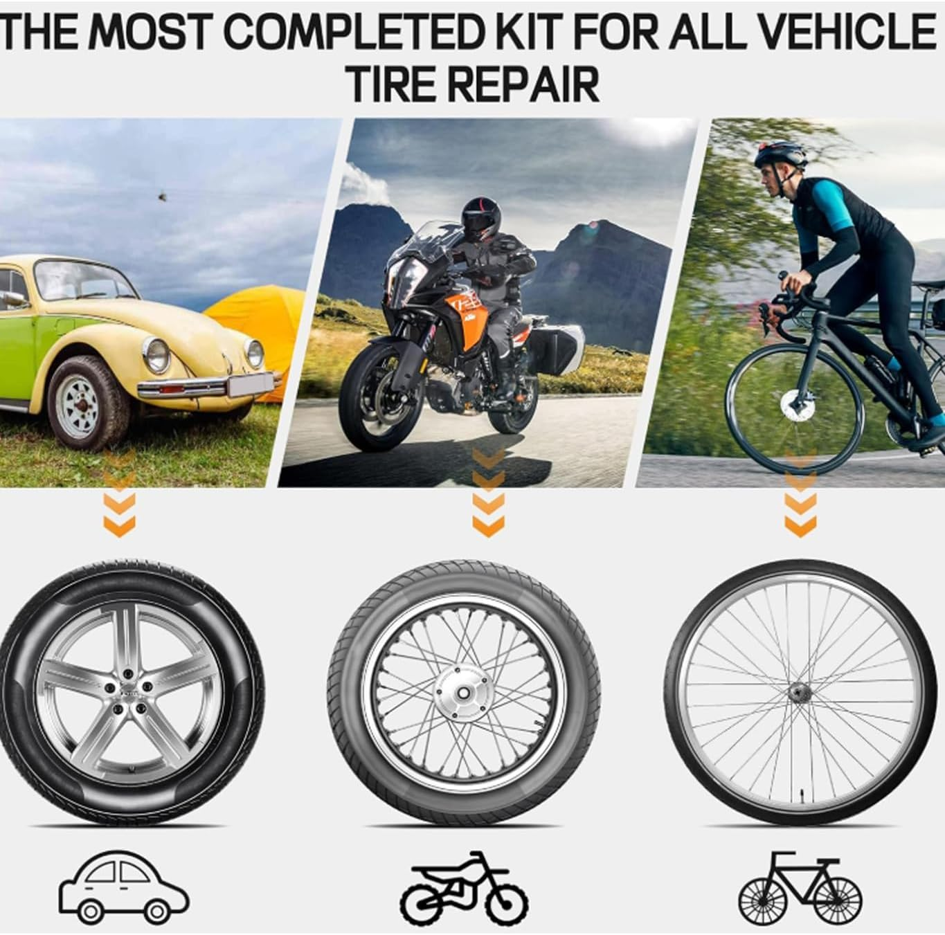 Tire Repair Kit, 140 PCS Professional Heavy Duty Tire Plug Kit,Universal Wheel Patch Kit to Fix Punctures and Plug Flats, Tire Repair Plugs Truck image number 1